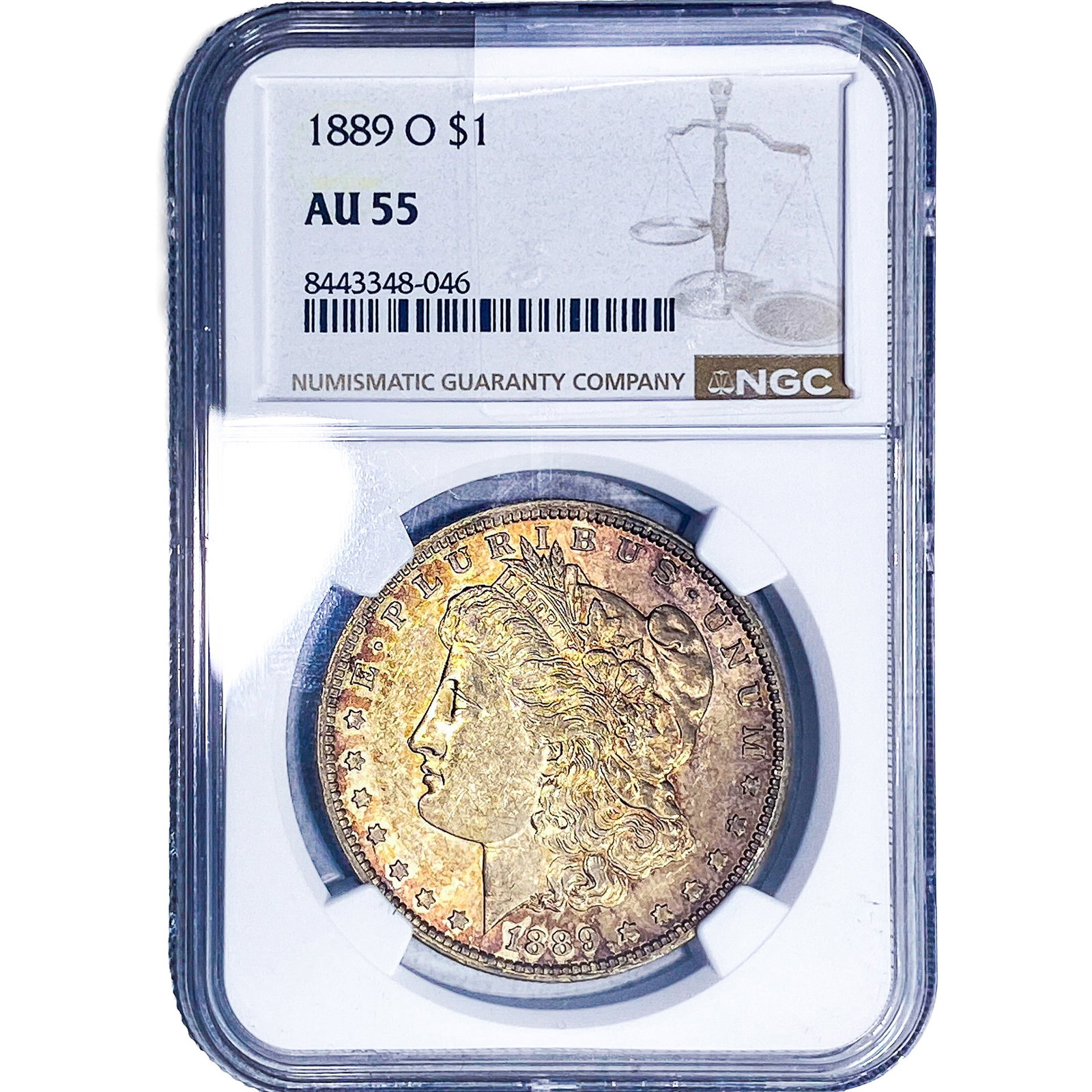 1889-O Morgan Silver Dollar NGC AU55: 1889-O Morgan Silver Dollar NGC AU55