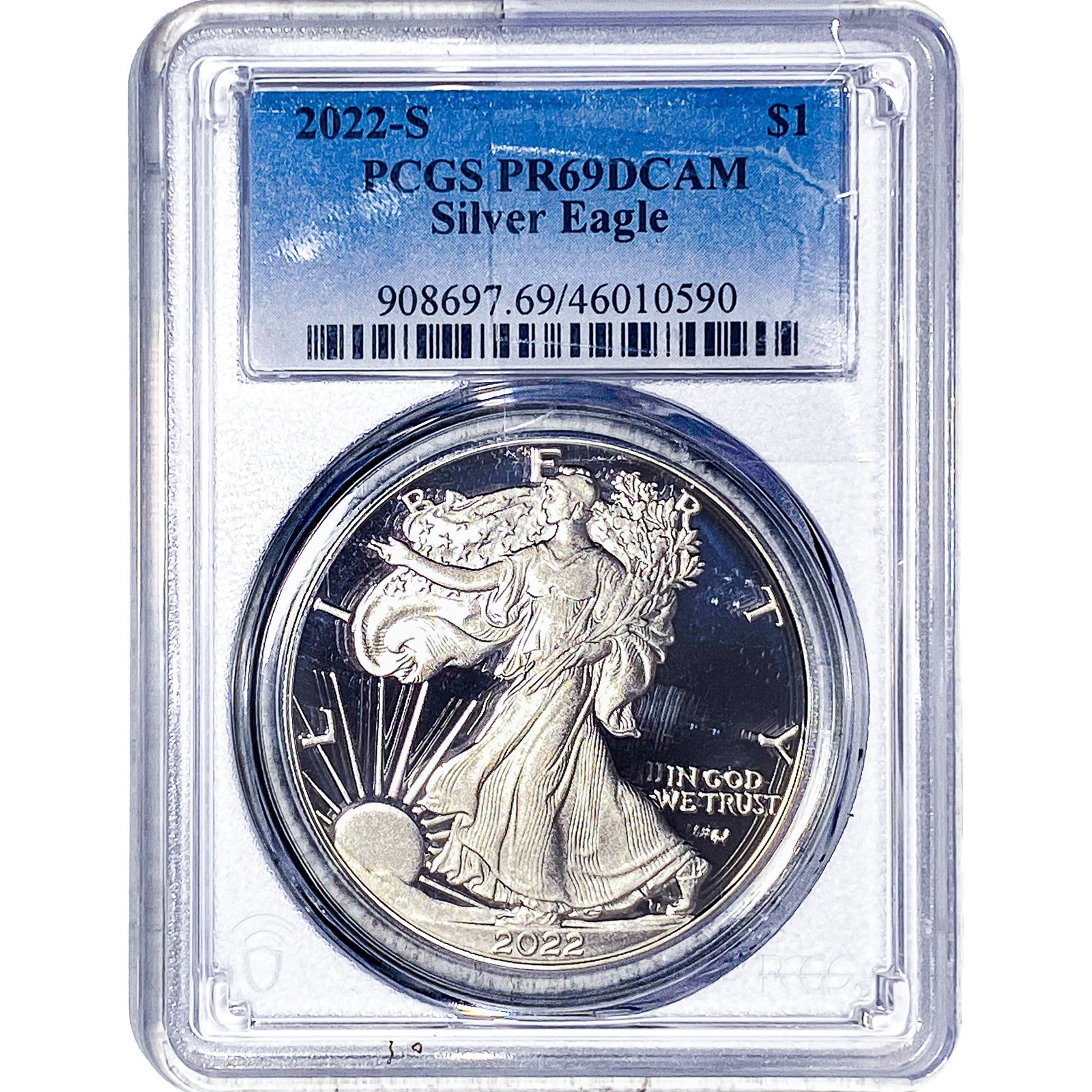 2022-S Silver Eagle PCGS PR69 DCAM: 2022-S Silver Eagle PCGS PR69 DCAM