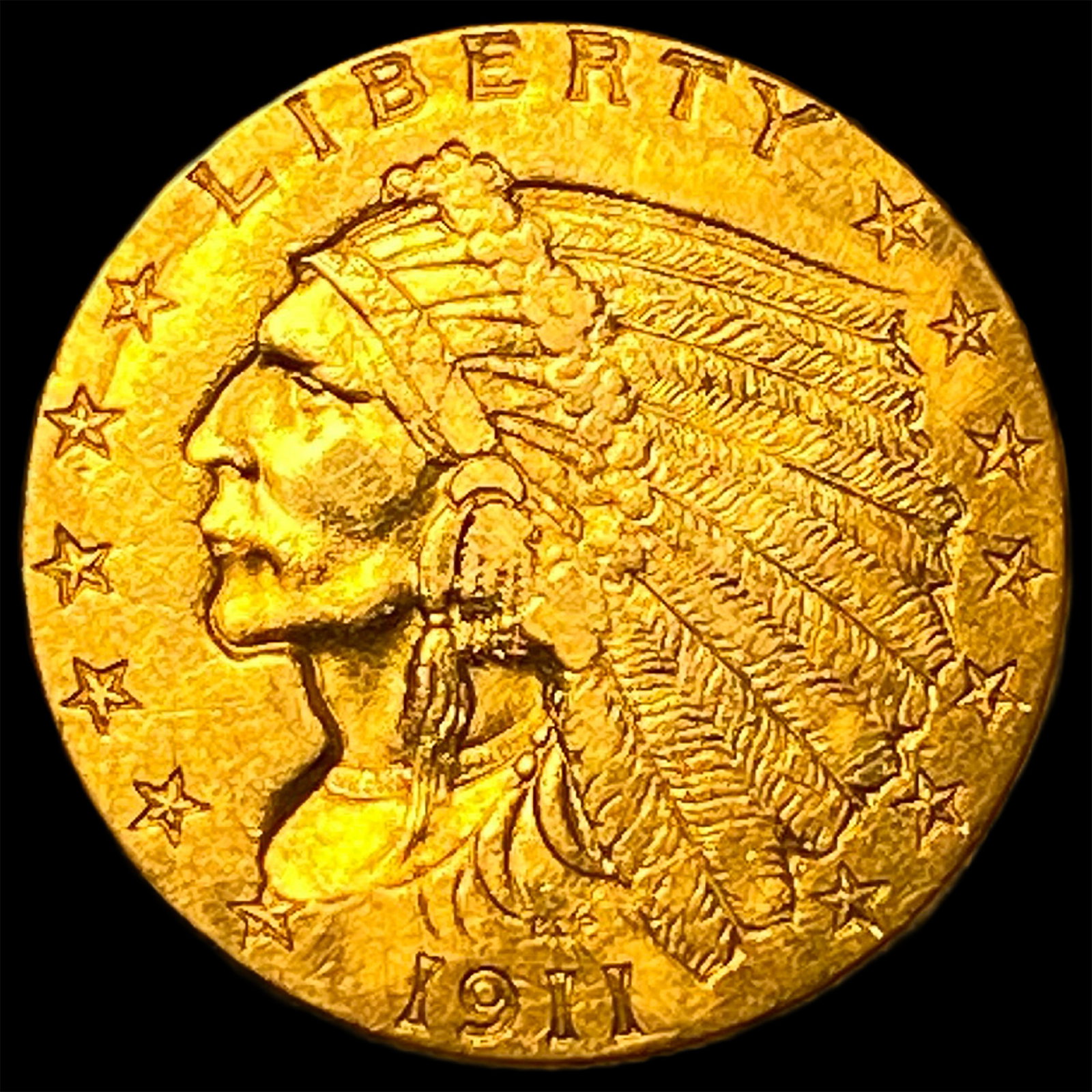 1911 Indian Head Gold $2.50 Quarter Eagle CLOSELY UNCIRCULATED: 1911 Indian Head Gold $2.50 Quarter Eagle CLOSELY UNCIRCULATED