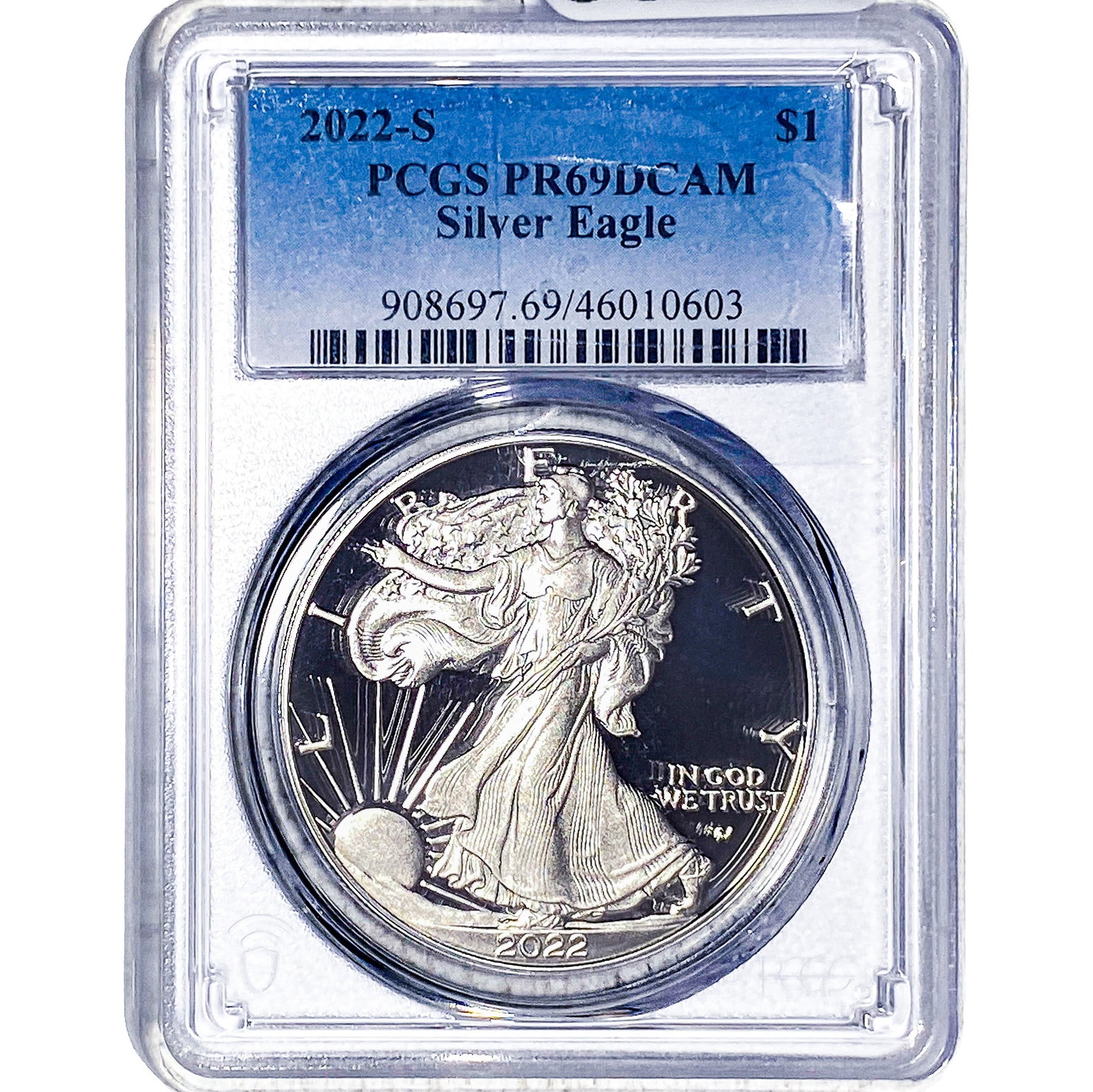 2022-S Silver Eagle PCGS PR69 DCAM: 2022-S Silver Eagle PCGS PR69 DCAM