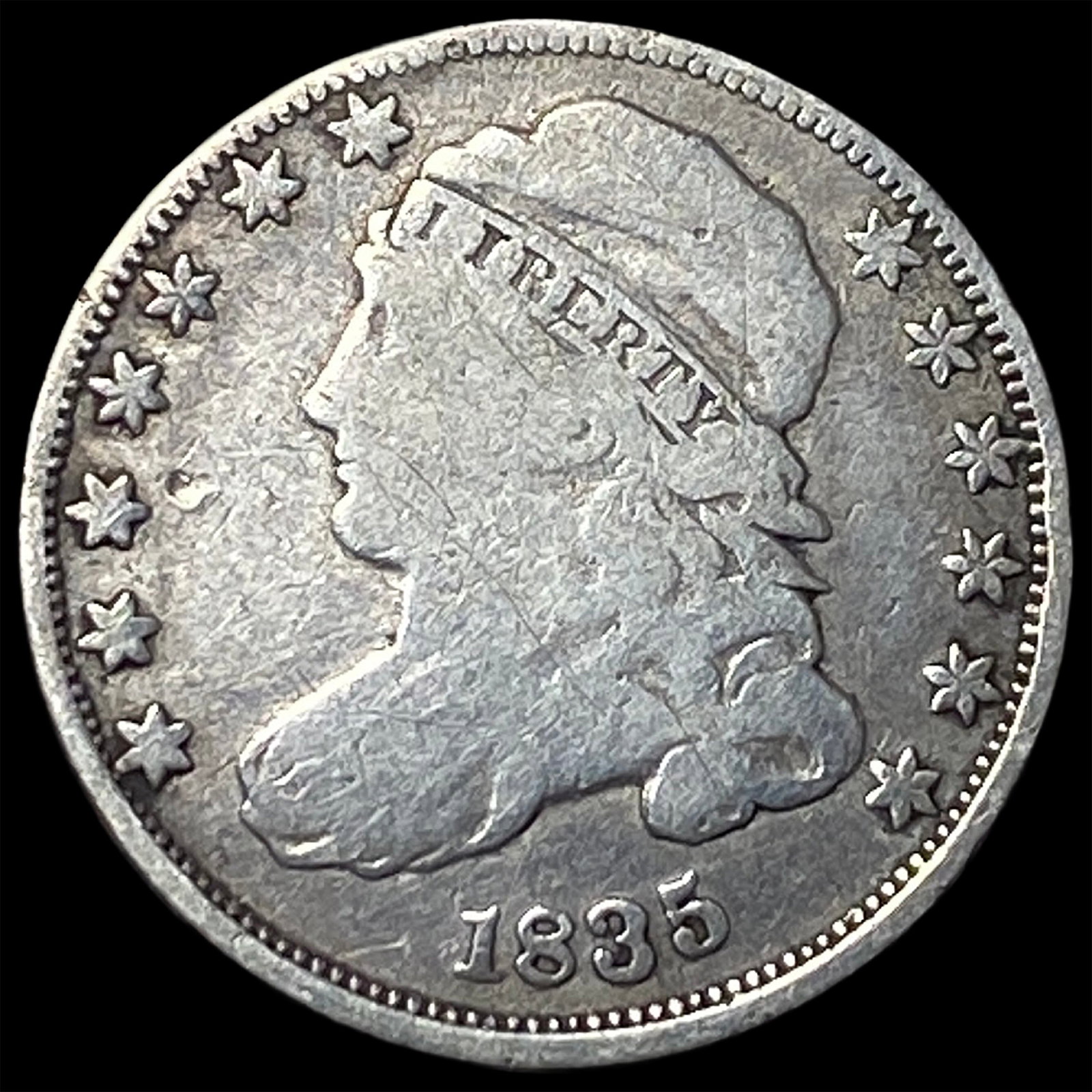 1835 Capped Bust Dime NICELY CIRCULATED: 1835 Capped Bust Dime NICELY CIRCULATED