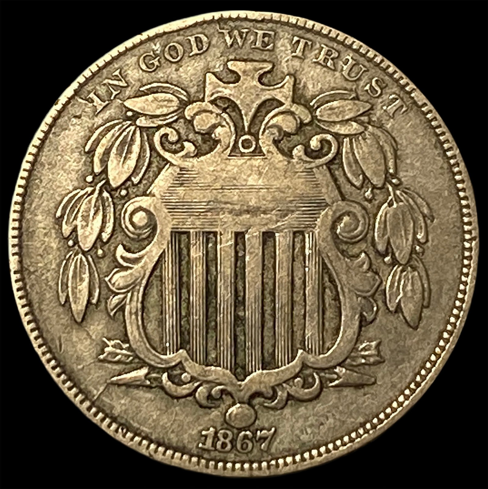 1867 Shield Nickel LIGHTLY CIRCULATED: 1867 Shield Nickel LIGHTLY CIRCULATED