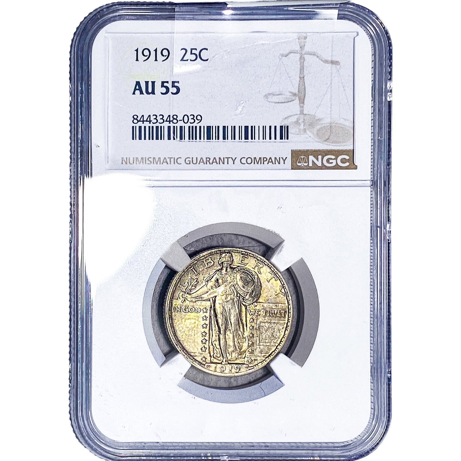 1919 Standing Liberty Quarter NGC AU55: 1919 Standing Liberty Quarter NGC AU55