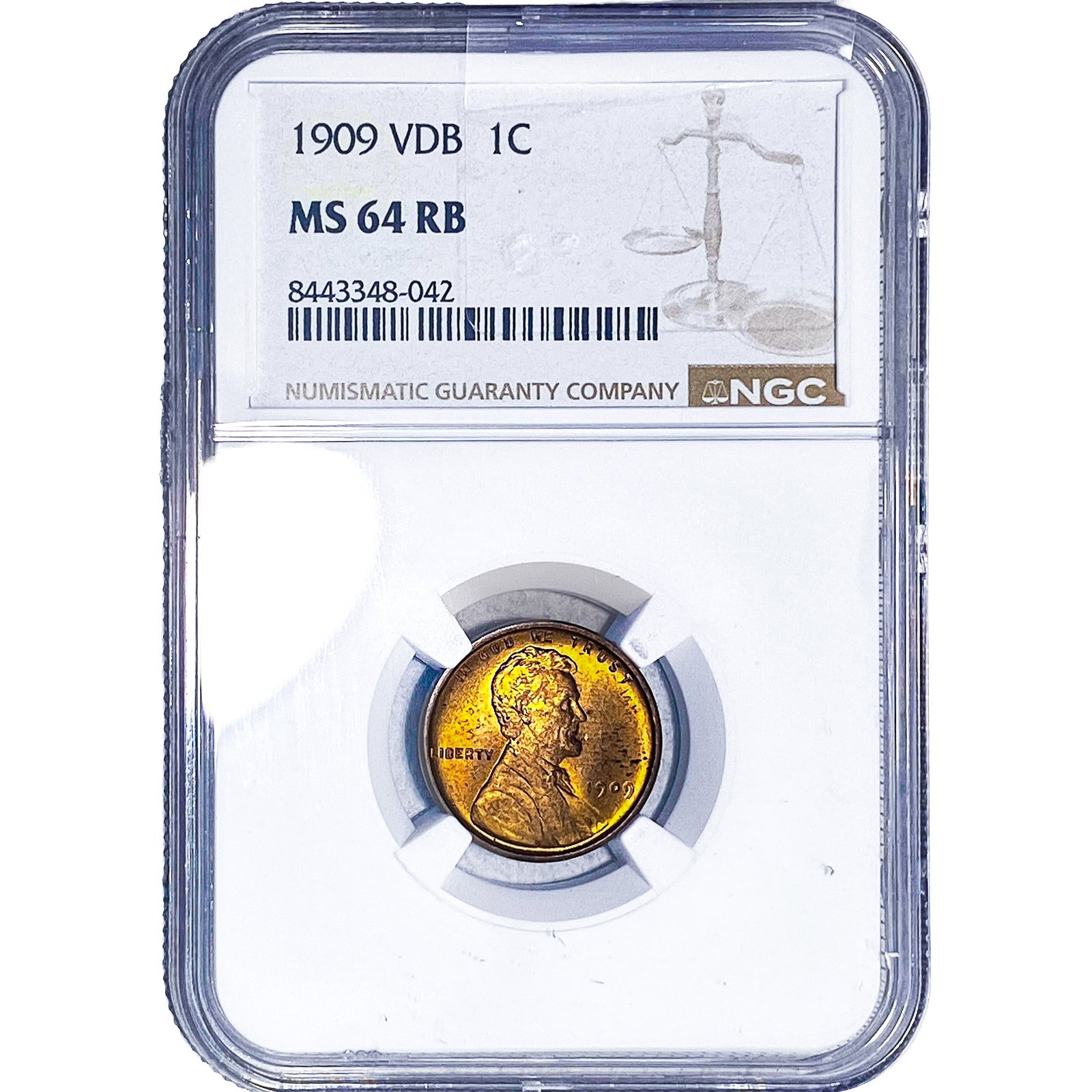 1909 VDB Wheat Cent NGC MS64 RB: 1909 VDB Wheat Cent NGC MS64 RB
