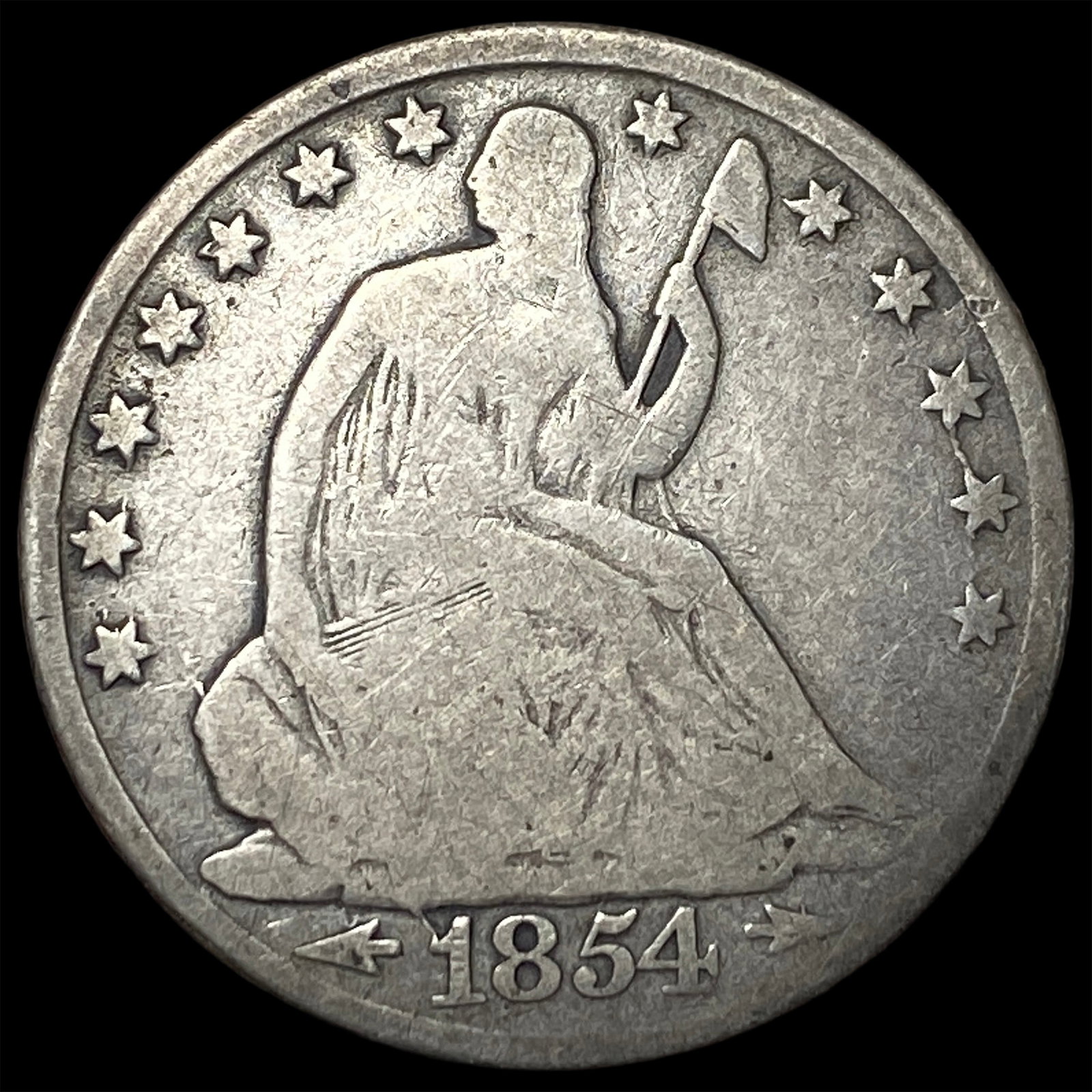 1854-O Silver Half Dollar NICELY CIRCULATED: 1854-O Silver Half Dollar NICELY CIRCULATED
