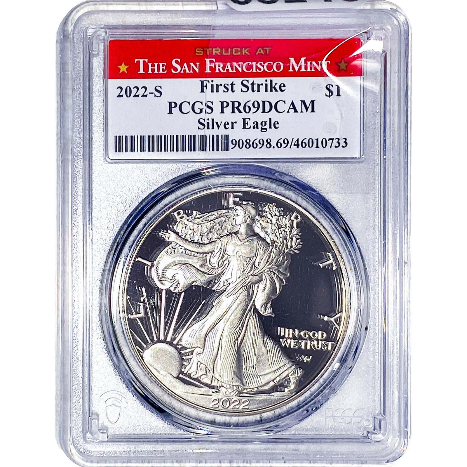 2022-S Silver Eagle PCGS PR69 DCAM: 2022-S Silver Eagle PCGS PR69 DCAM