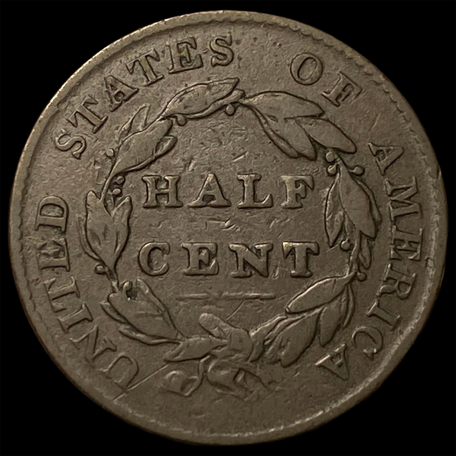 1825 Copper Half Cent LIGHTLY CIRCULATED - 2