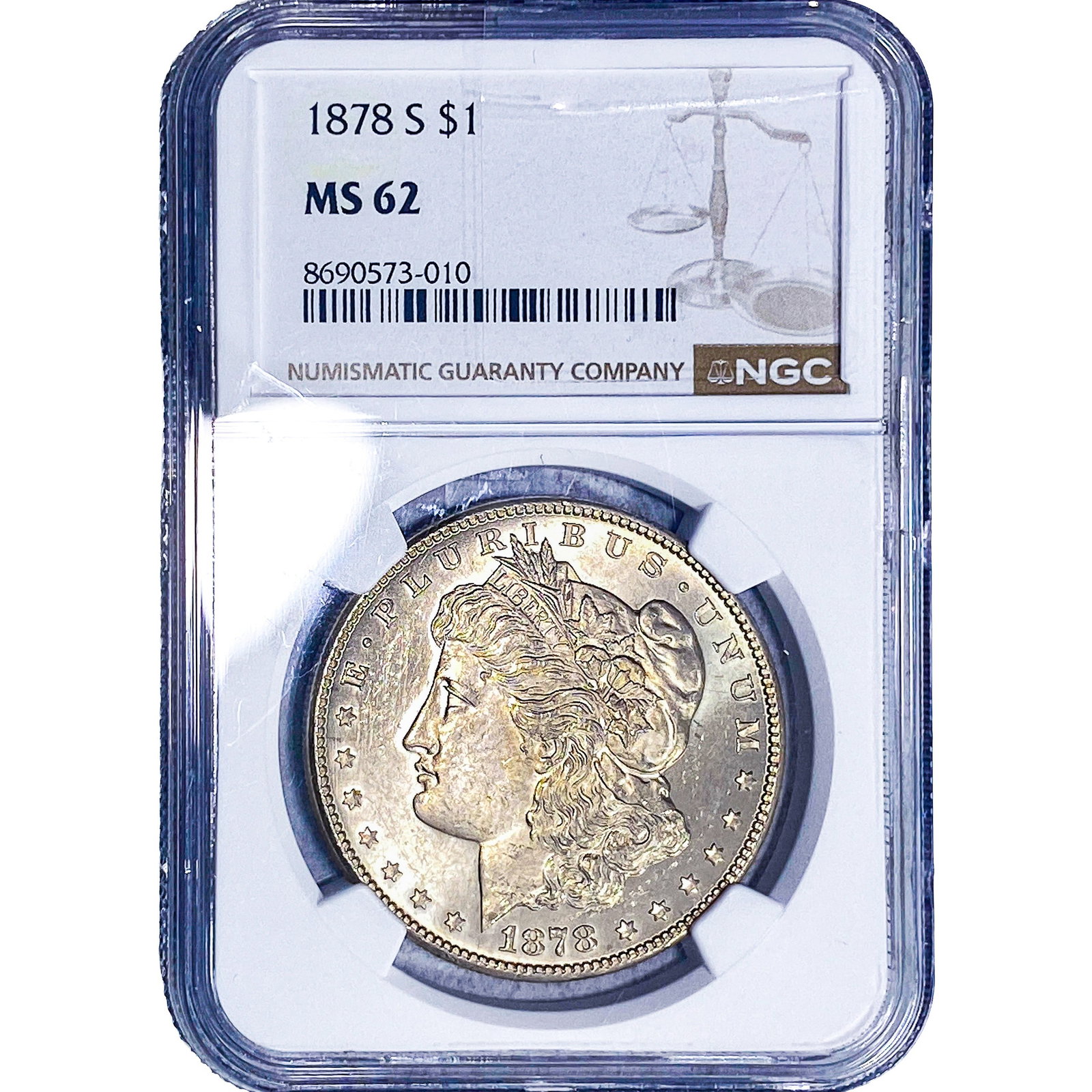 1878-S Morgan Silver Dollar NGC MS62: 1878-S Morgan Silver Dollar NGC MS62