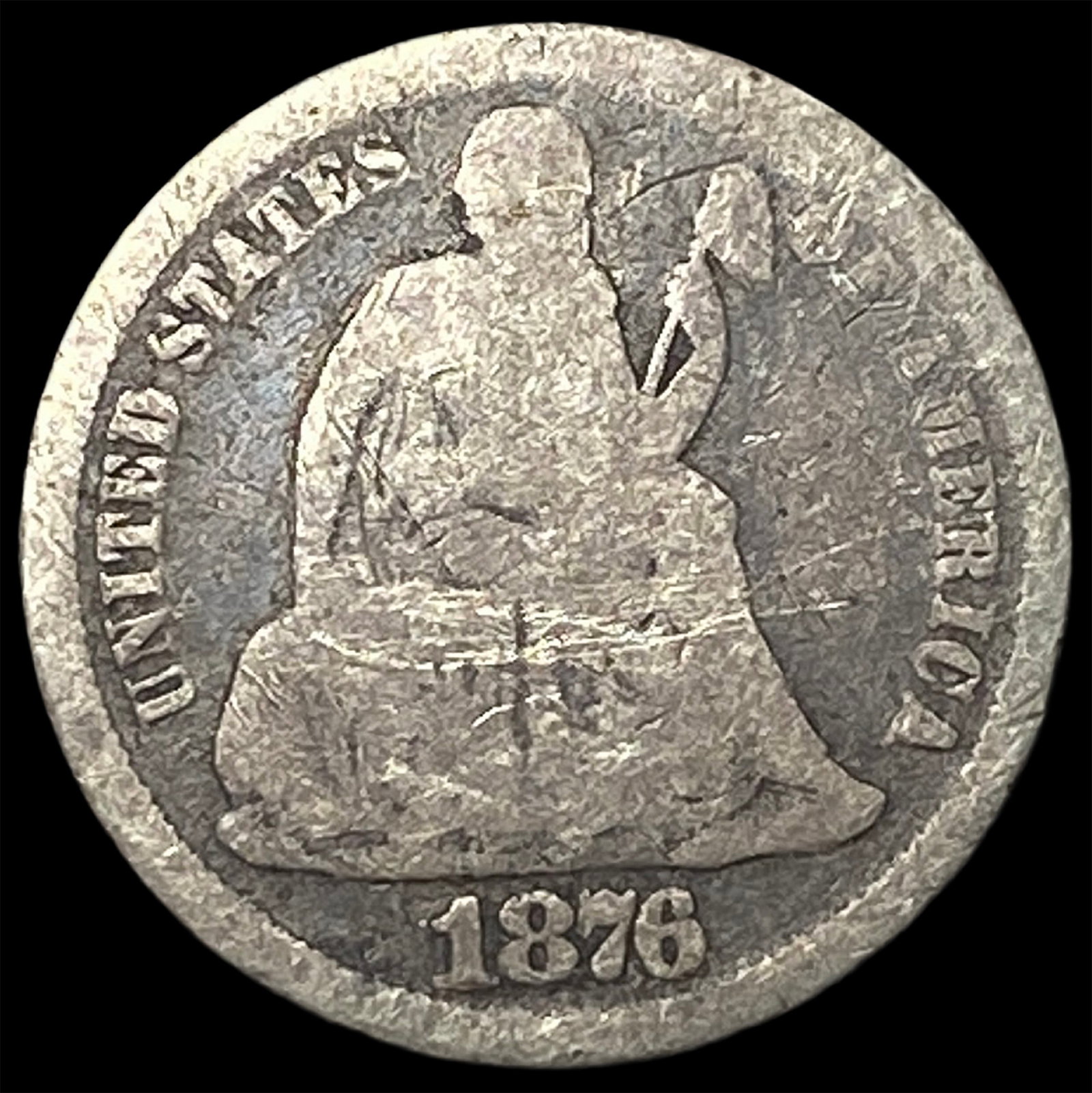 1876-CC Silver Seated Liberty Dime NICELY CIRCULATED: 1876-CC Silver Seated Liberty Dime NICELY CIRCULATED