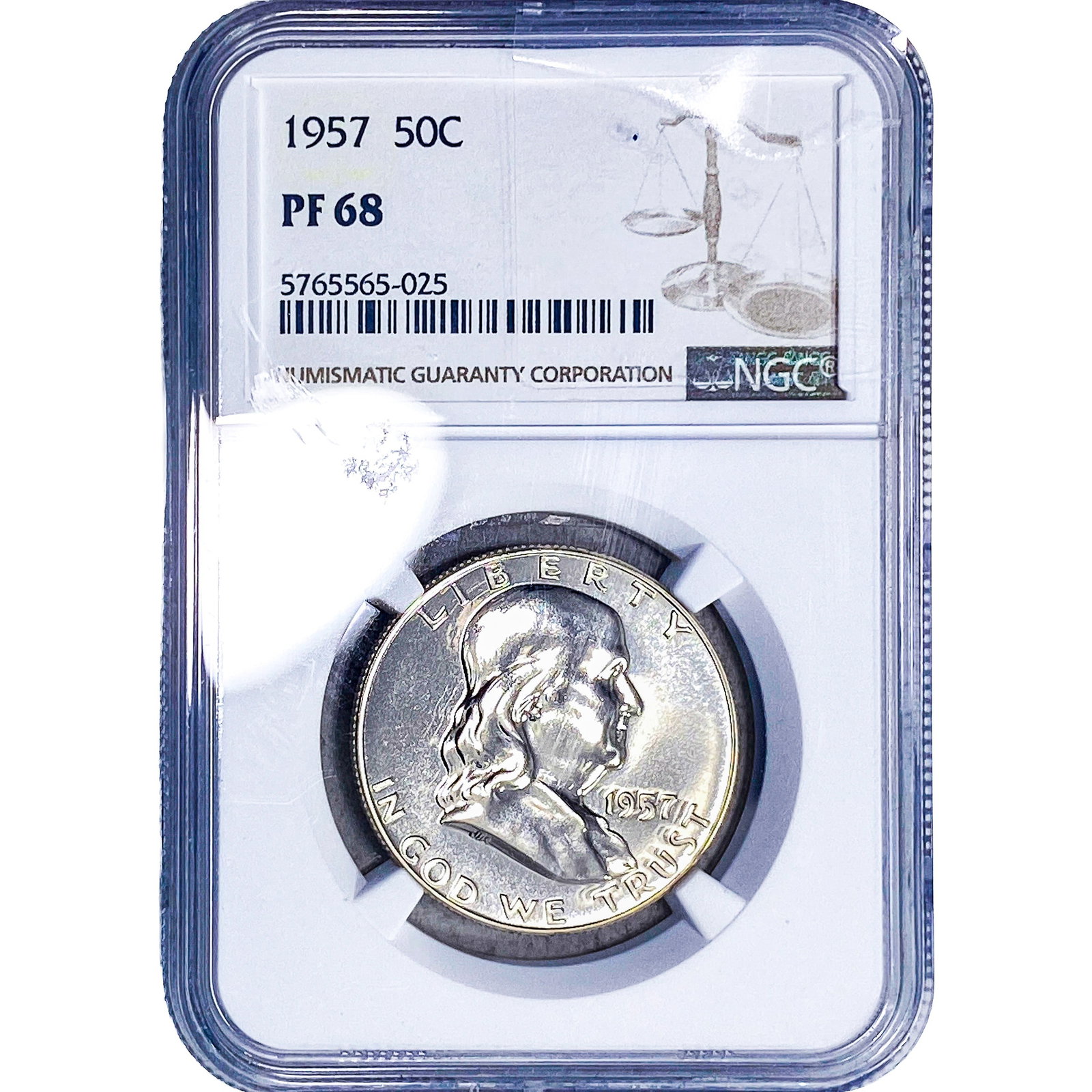 1957 Franklin Half Dollar NGC PF68: 1957 Franklin Half Dollar NGC PF68