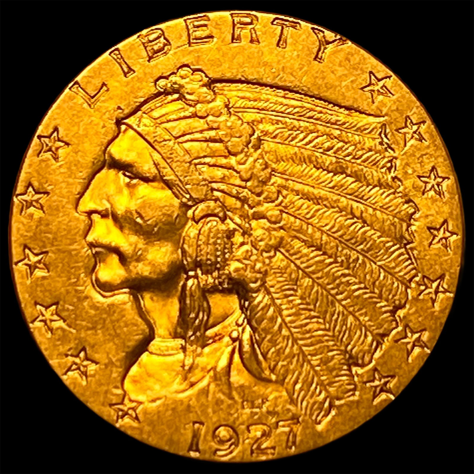 1927 Indian Head $2.50 Gold Quarter Eagle CLOSELY UNCIRCULATED: 1927 Indian Head $2.50 Gold Quarter Eagle CLOSELY UNCIRCULATED