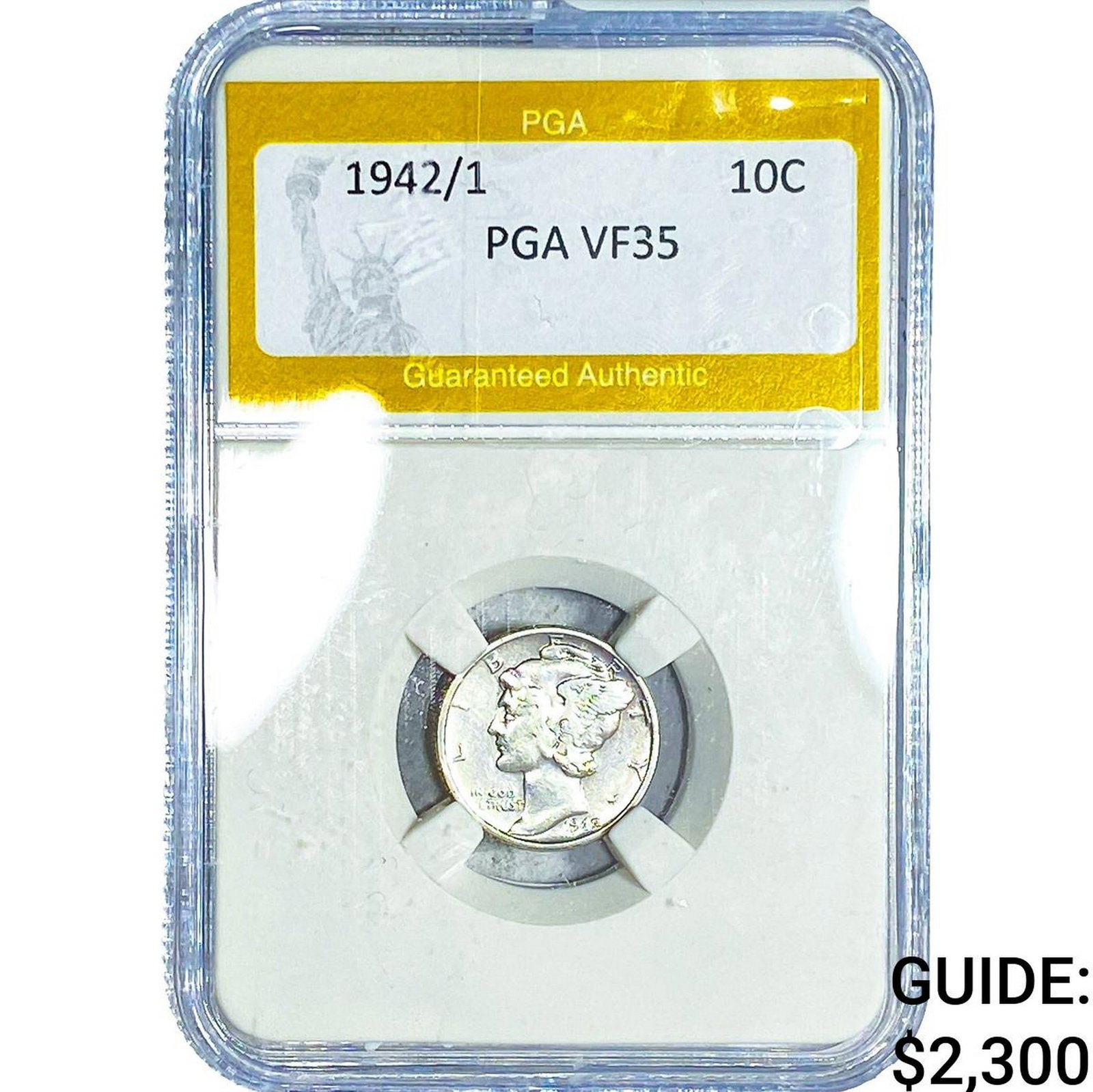 1942/1 Mercury Silver Dime PGA VF35: 1942/1 Mercury Silver Dime PGA VF35
