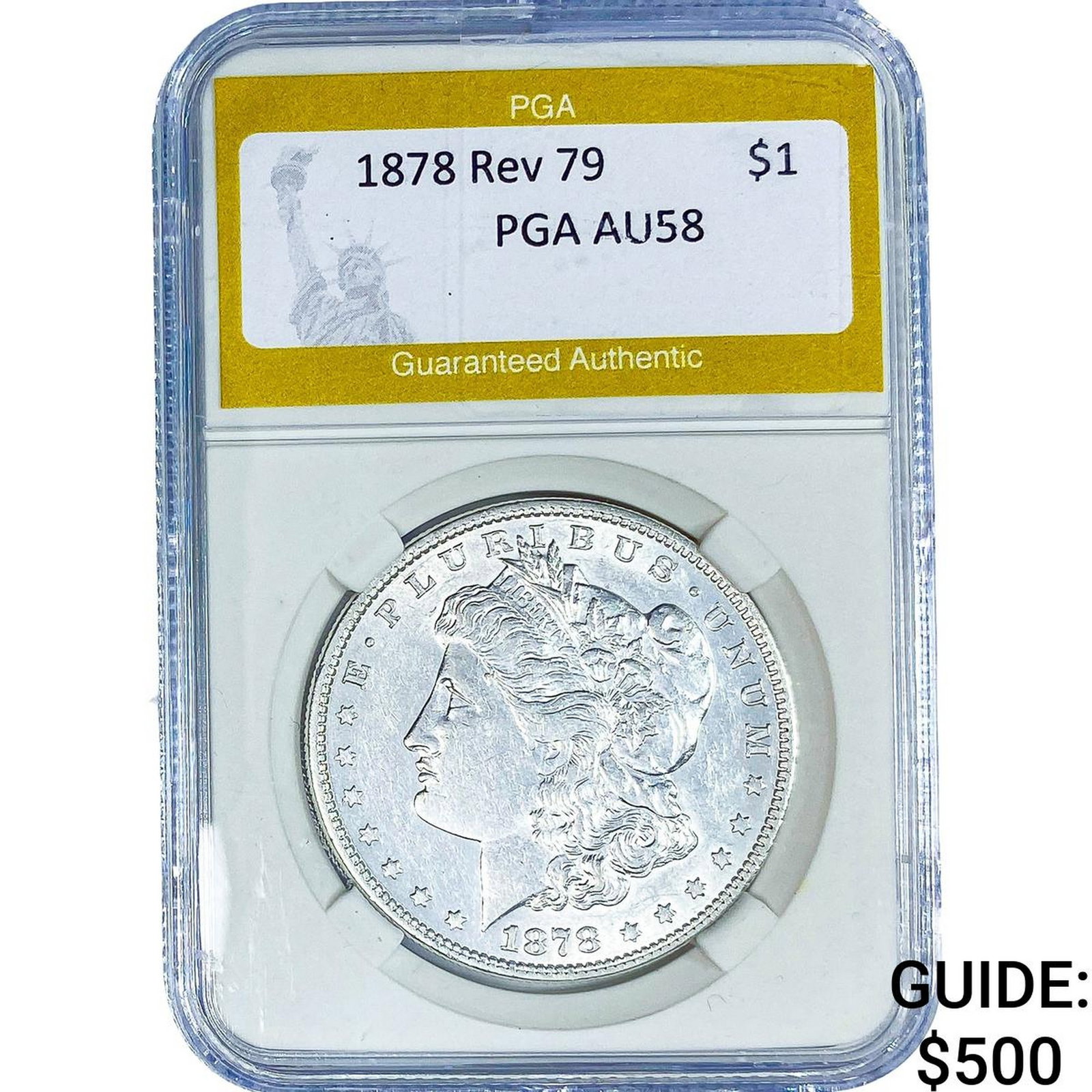 1878 Rev 79 Morgan Silver Dollar PGA AU58: 1878 Rev 79 Morgan Silver Dollar PGA AU58