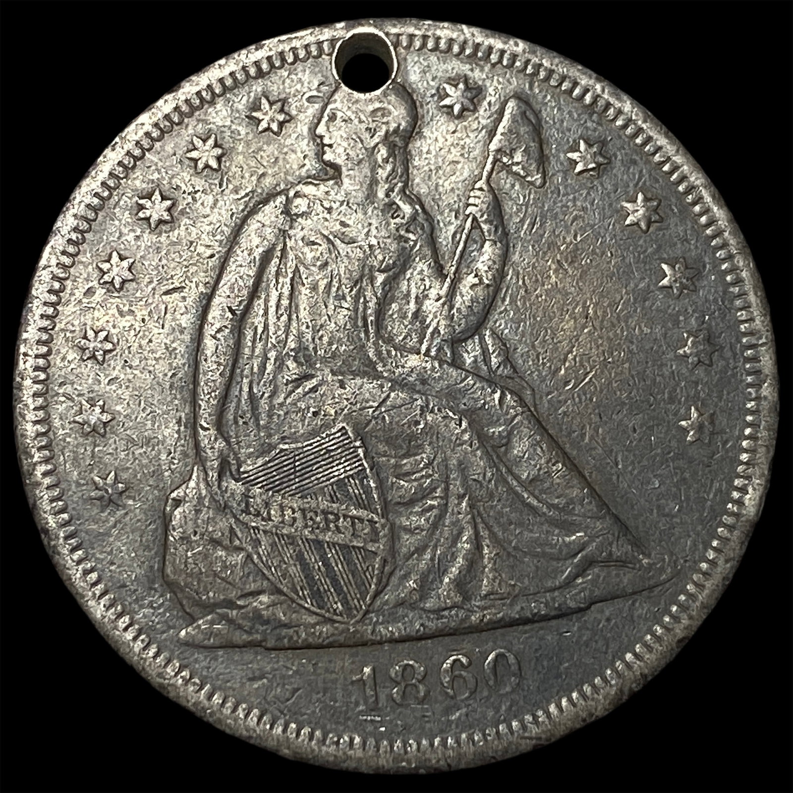 1860-O Silver Seated Liberty Dollar NICELY CIRCULATED: 1860-O Silver Seated Liberty Dollar NICELY CIRCULATED