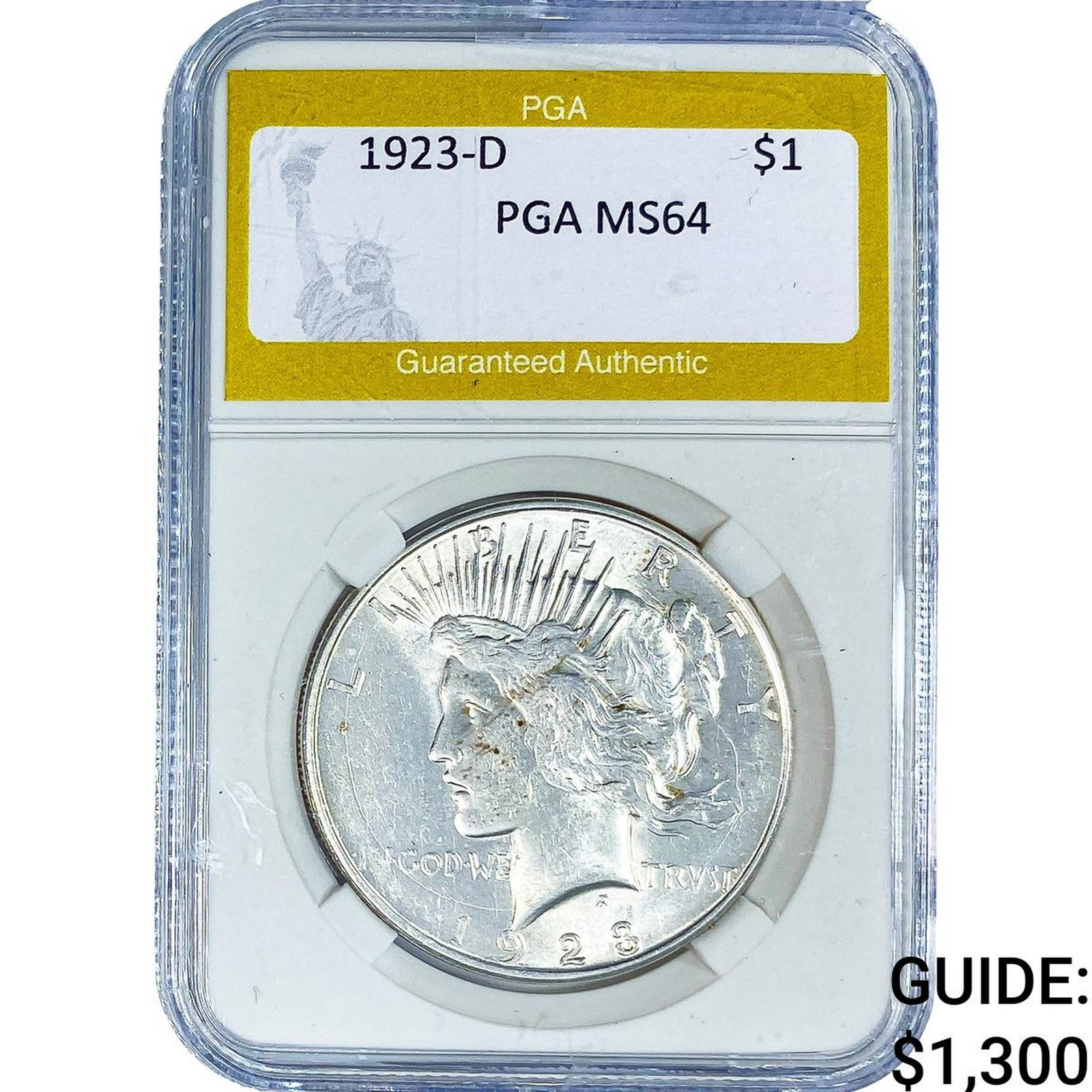 1923-D Silver Peace Dollar PGA MS64: 1923-D Silver Peace Dollar PGA MS64