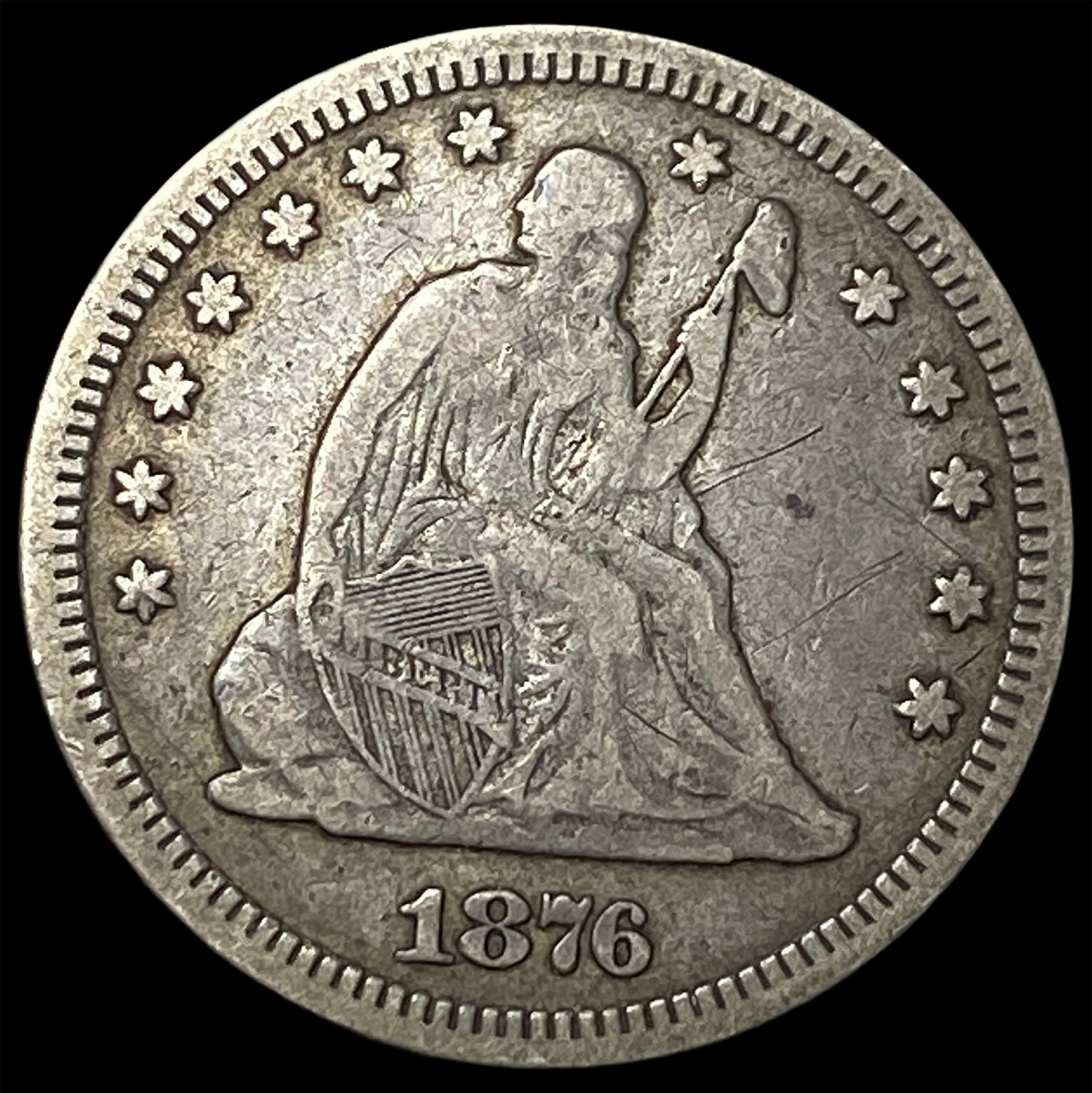 1876-CC Silver Quarter Dollar LIGHTLY CIRCULATED (1 of 2)