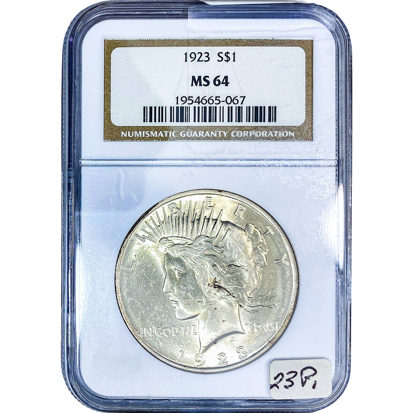 1923 Silver Peace Dollar NGC MS64: 1923 Silver Peace Dollar NGC MS64
