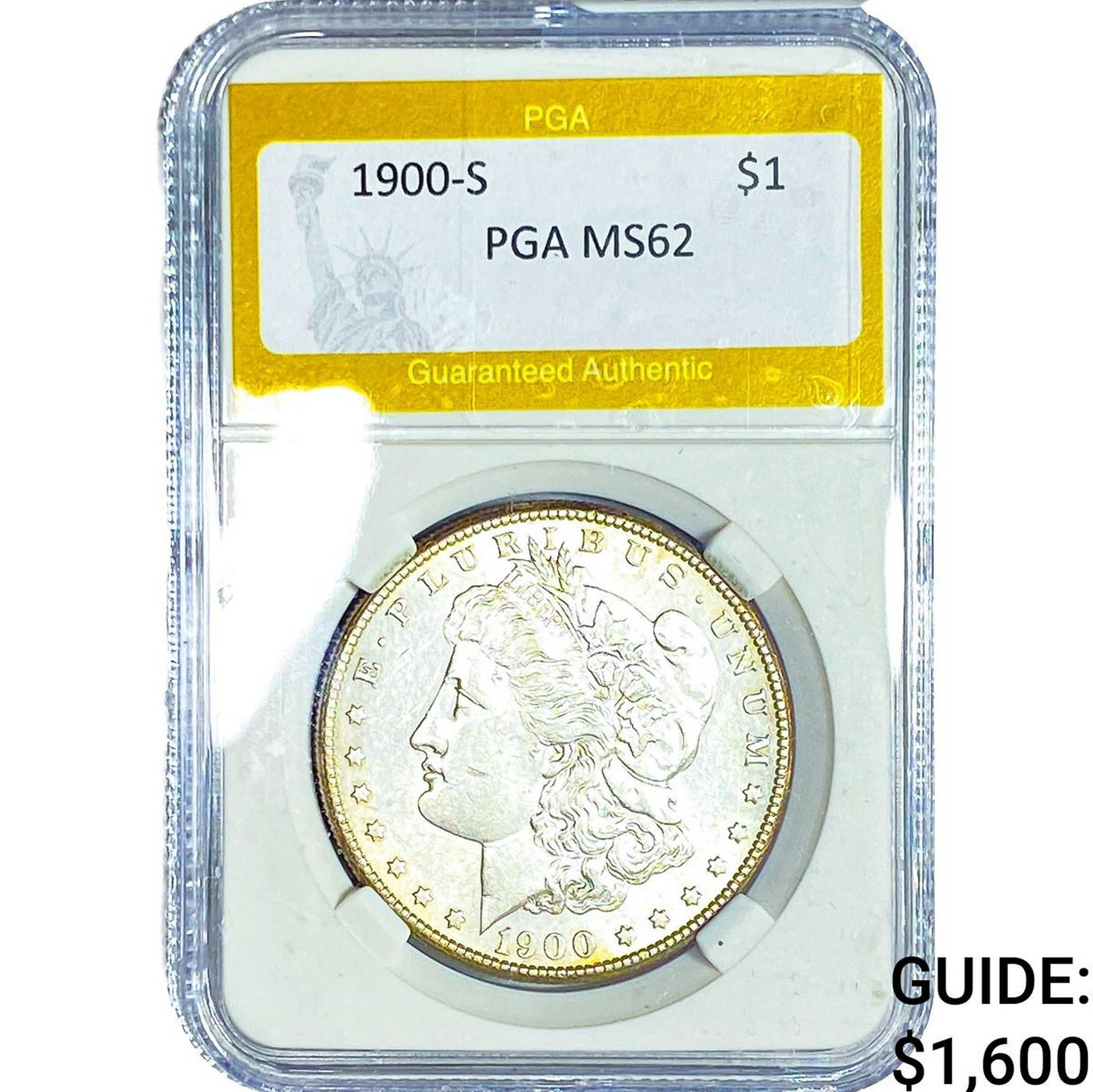 1900-S Morgan Silver Dollar PGA MS62: 1900-S Morgan Silver Dollar PGA MS62