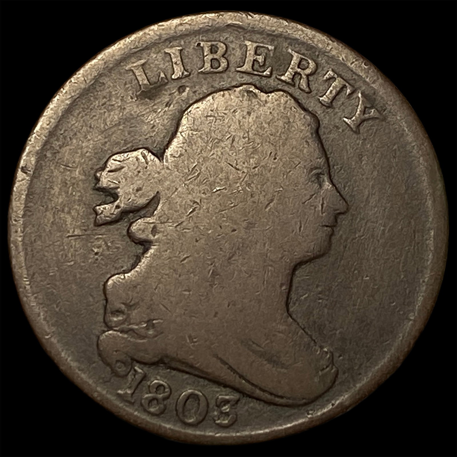 1803 Draped Bust Half Cent NICELY CIRCULATED: 1803 Draped Bust Half Cent NICELY CIRCULATED