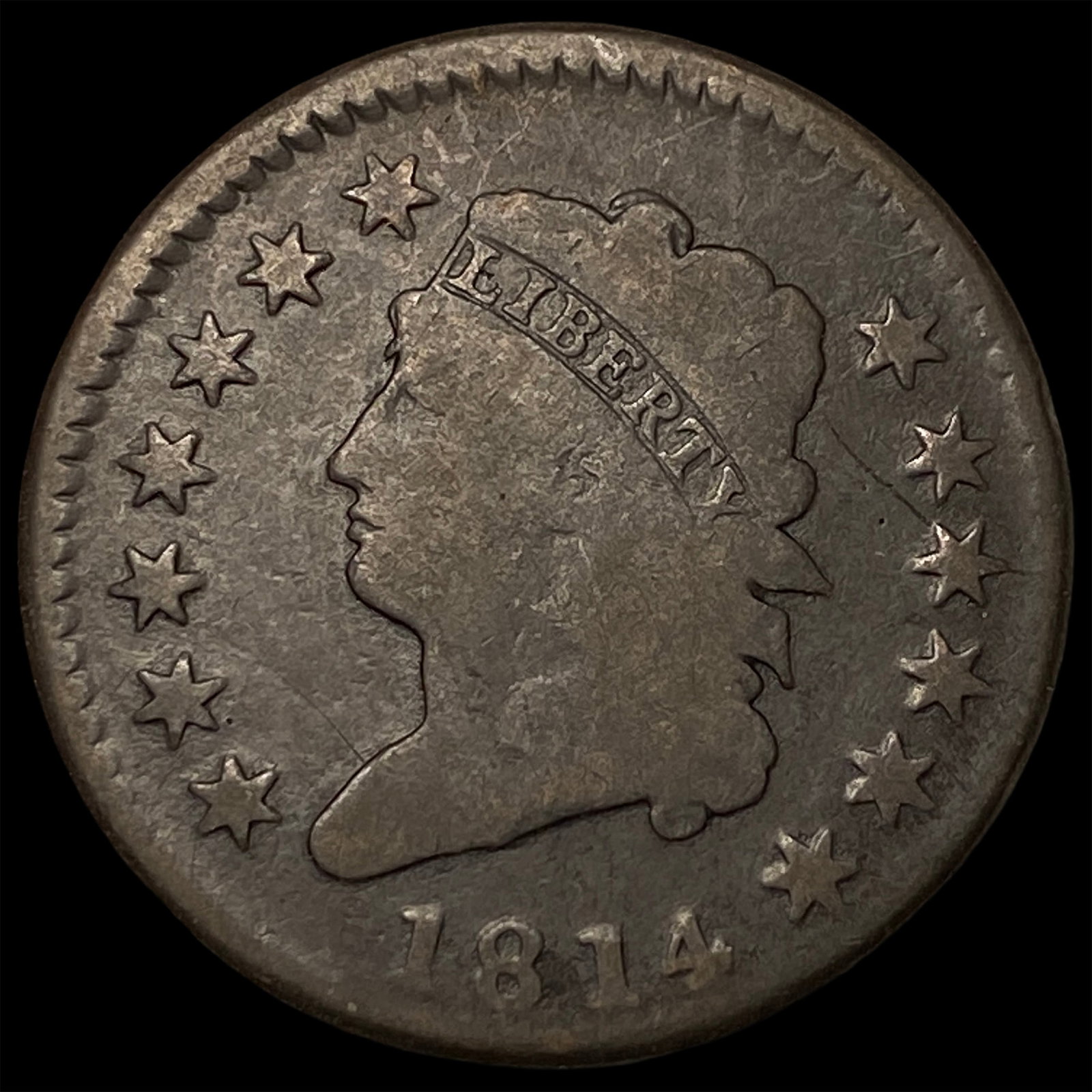 1814 Classic Head Large Cent NICELY CIRCULATED: 1814 Classic Head Large Cent NICELY CIRCULATED