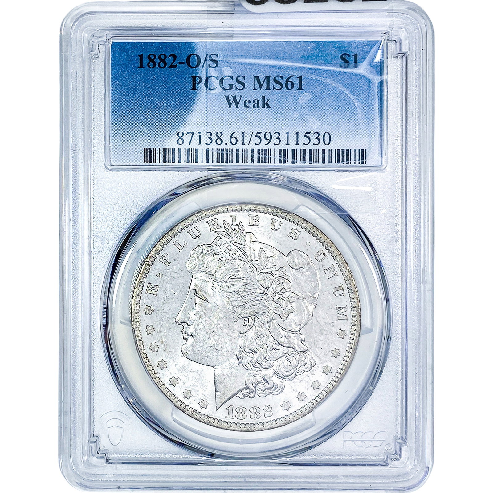 1882-O/S Morgan Silver Dollar PCGS MS61 Weak: 1882-O/S Morgan Silver Dollar PCGS MS61 Weak