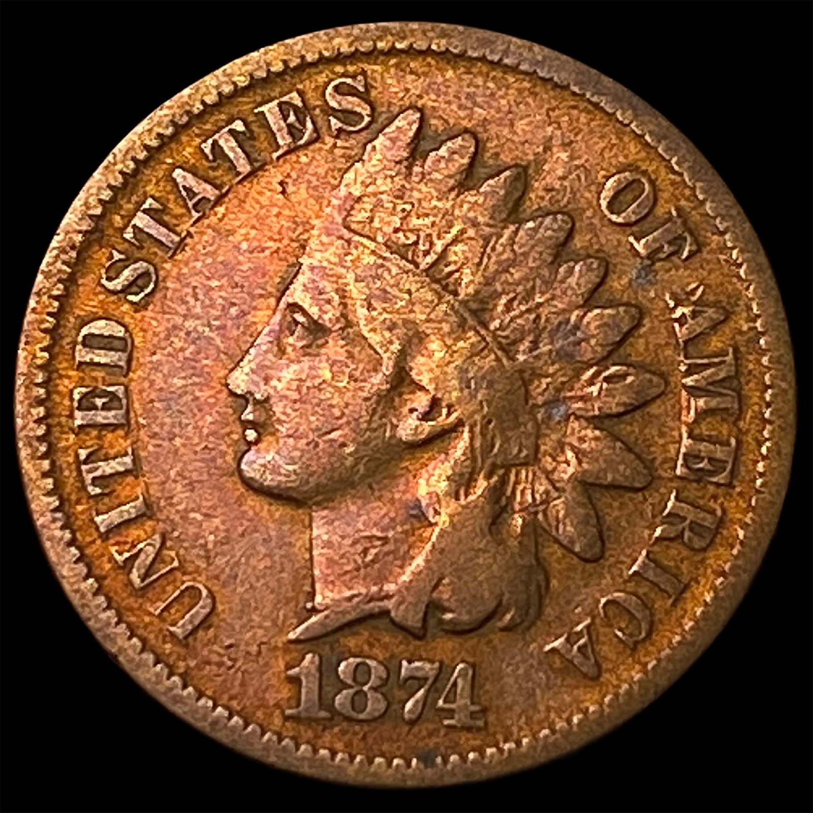 1874 Indian Head Cent NICELY CIRCULATED (1 of 2)