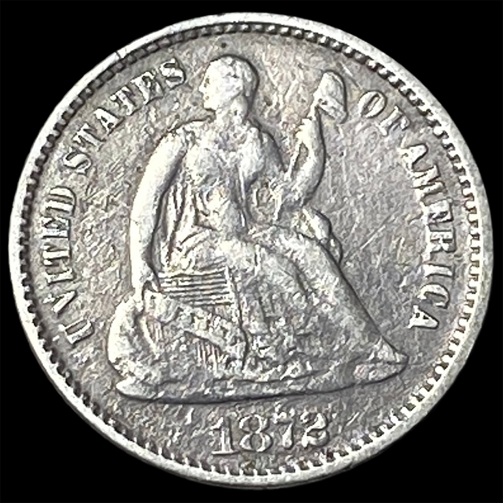 1872 Silver Half Dime NEARLY UNCIRCULATED: 1872 Silver Half Dime NEARLY UNCIRCULATED