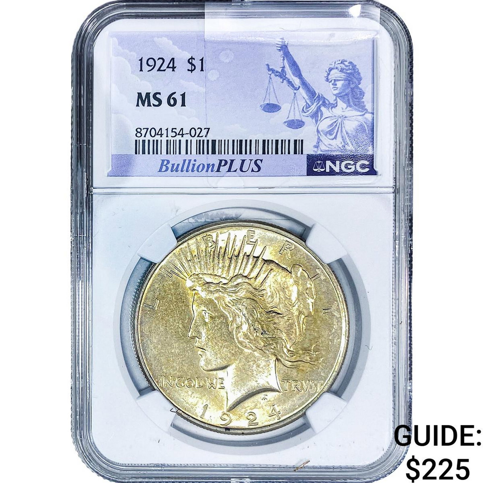 1924 Silver Peace Dollar NGC MS61: 1924 Silver Peace Dollar NGC MS61