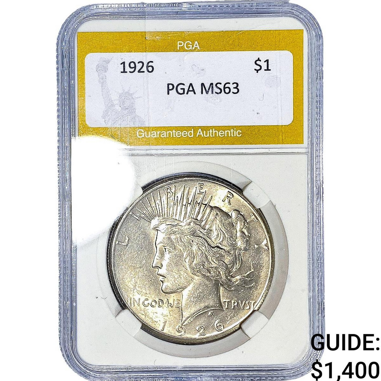 1926 Silver Peace Dollar PGA MS63: 1926 Silver Peace Dollar PGA MS63