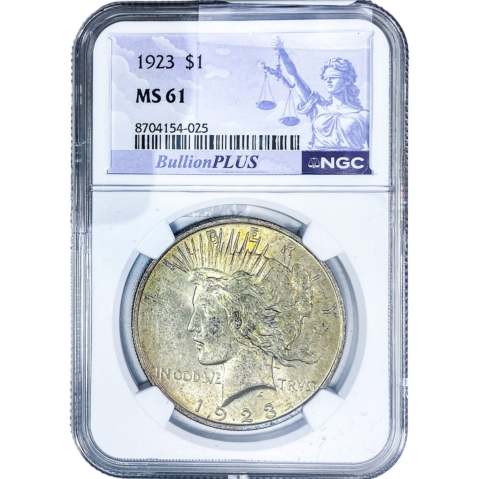 1923 Silver Peace Dollar NGC MS61: 1923 Silver Peace Dollar NGC MS61