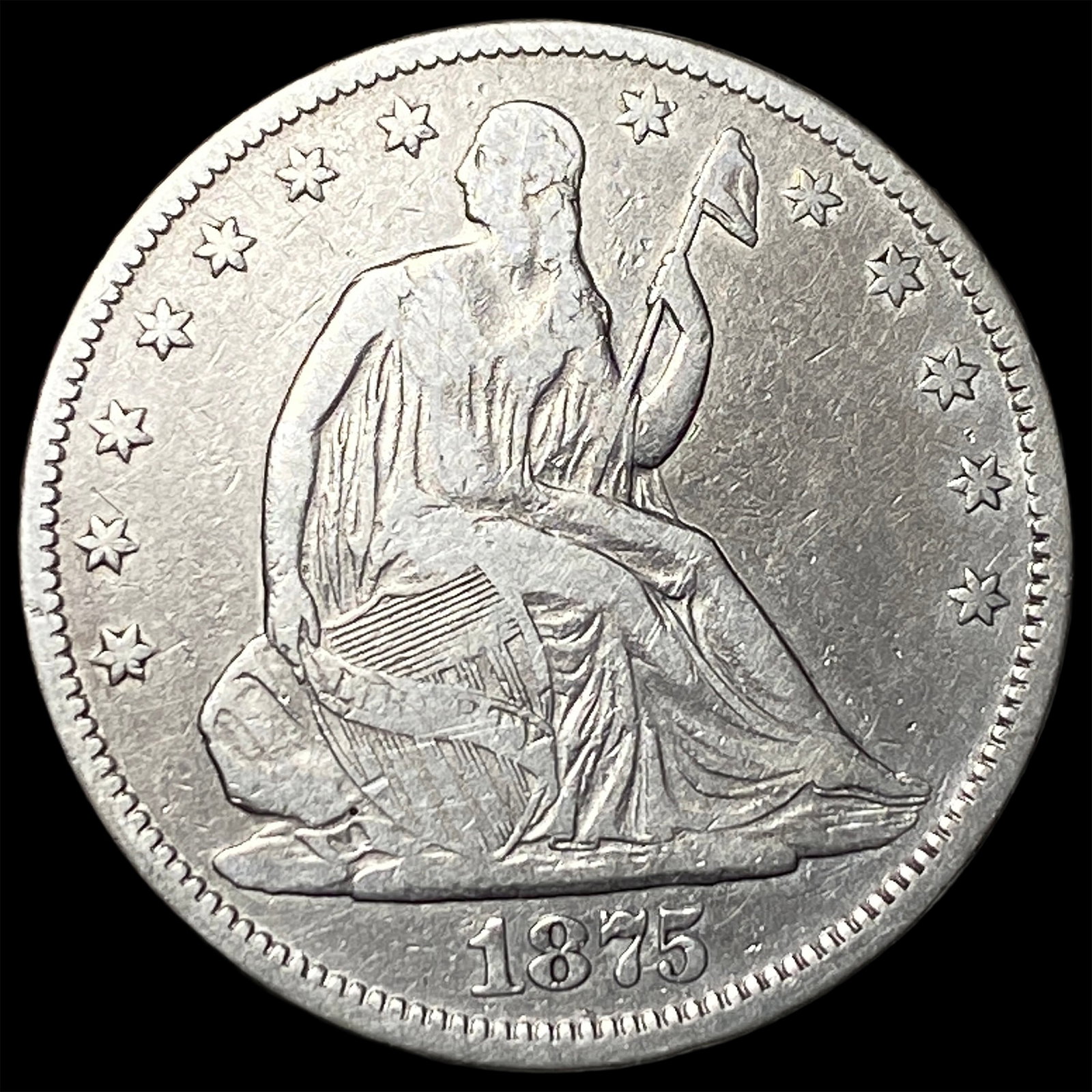 1875-CC Silver Half Dollar LIGHTLY CIRCULATED (1 of 2)