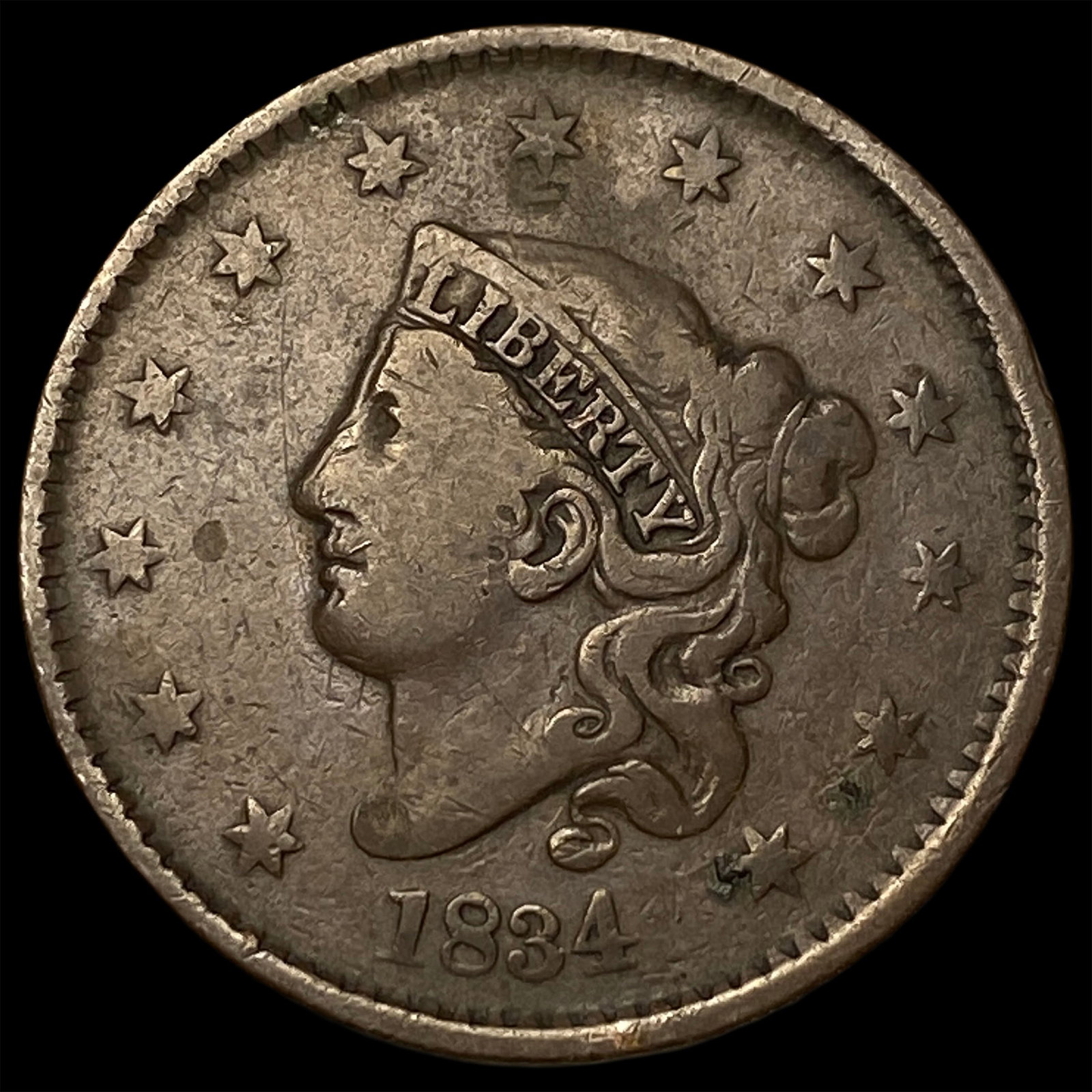 1834 Coronet Head Large Cent LIGHTLY CIRCULATED (1 of 2)