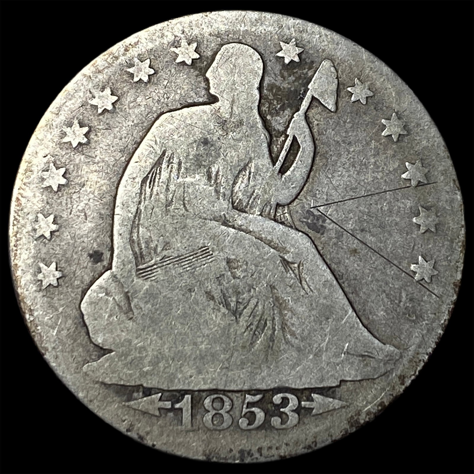 1853-O Arrows Seated Liberty Half Dollar NICELY CIRCULATED (1 of 2)