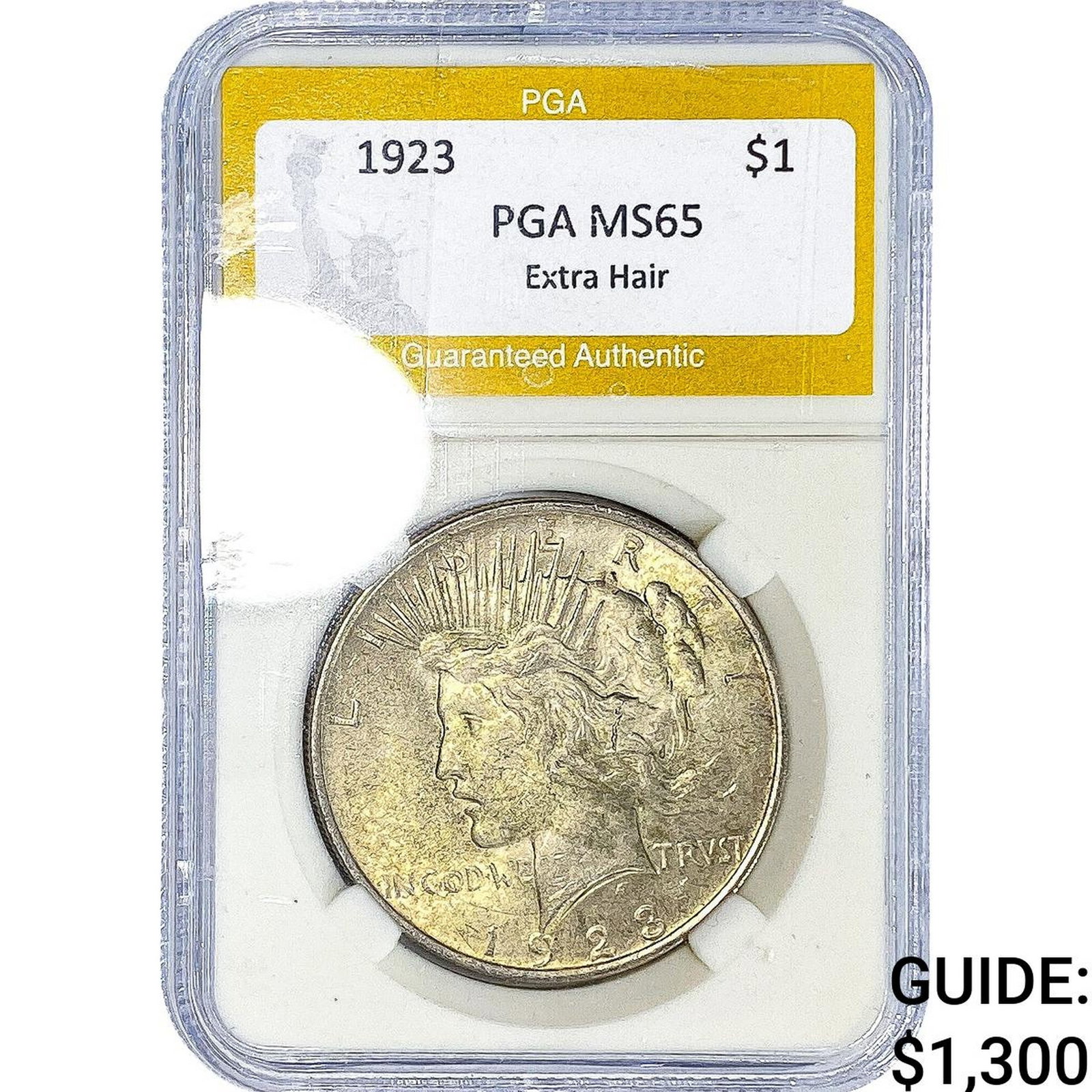 1923 Silver Peace Dollar PGA MS65 Extra Hair: 1923 Silver Peace Dollar PGA MS65 Extra Hair
