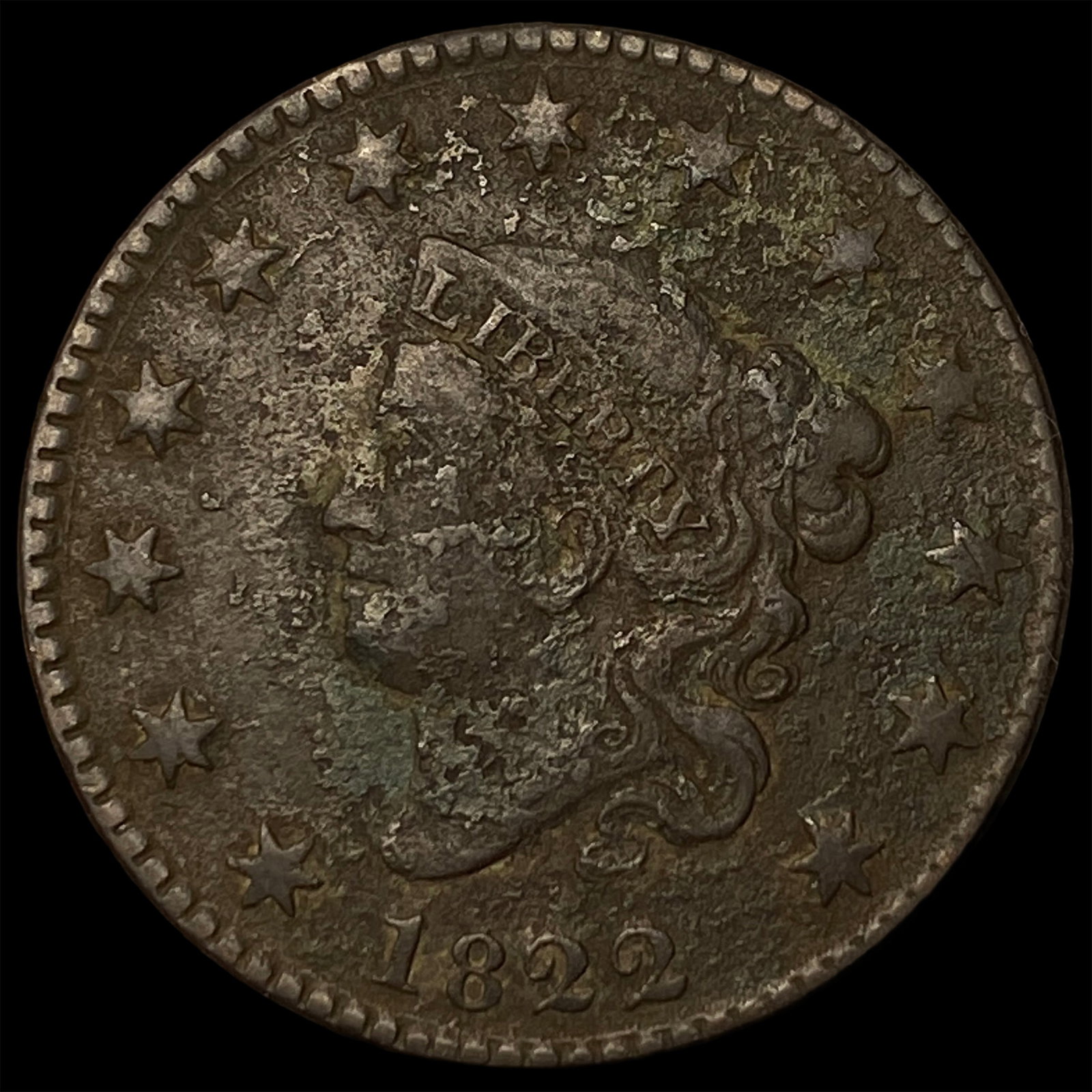 1822 Coronet Head Large Cent NICELY CIRCULATED (1 of 2)