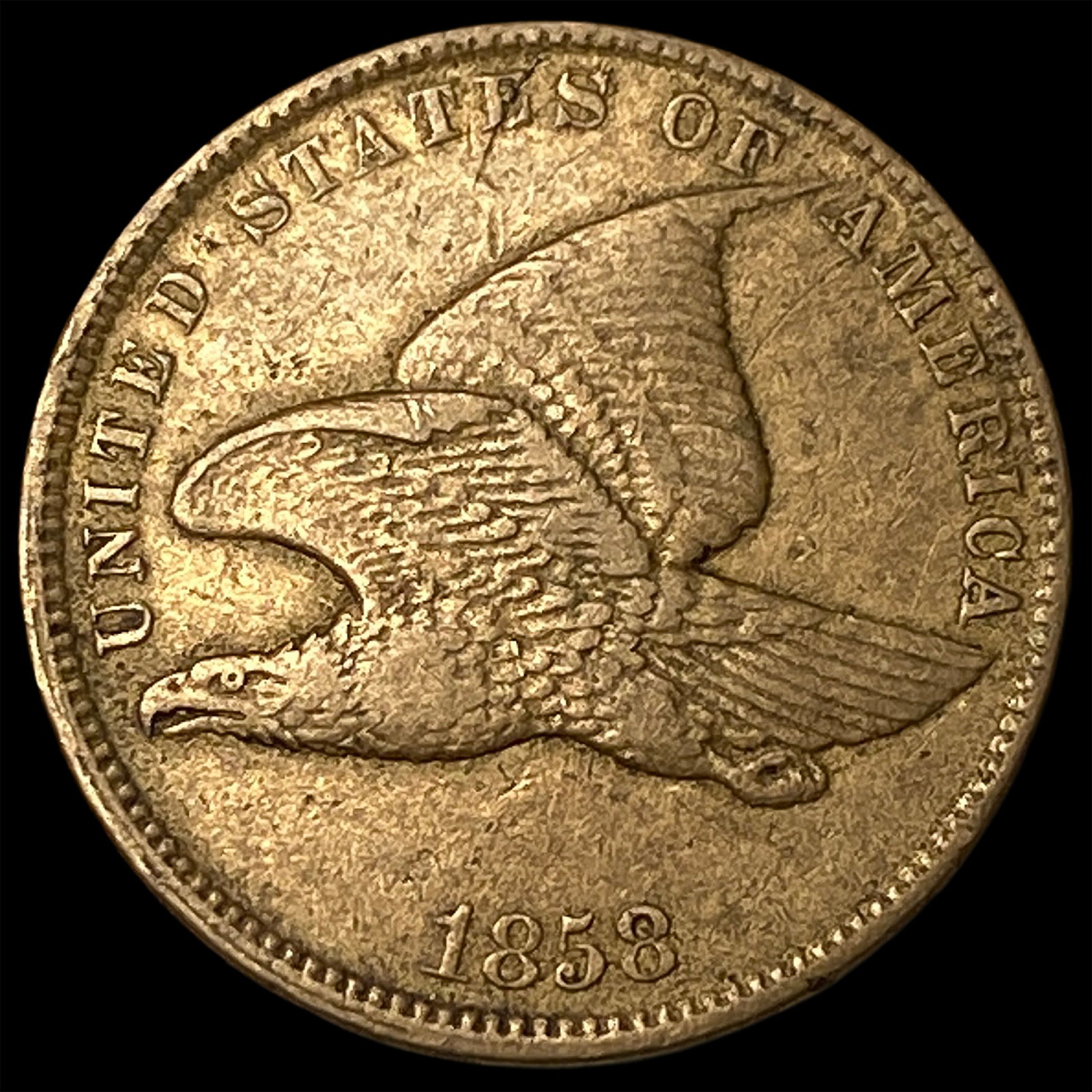 1858 Copper-Nickel Flying Eagle Cent NEARLY UNCIRCULATED: 1858 Copper-Nickel Flying Eagle Cent NEARLY UNCIRCULATED