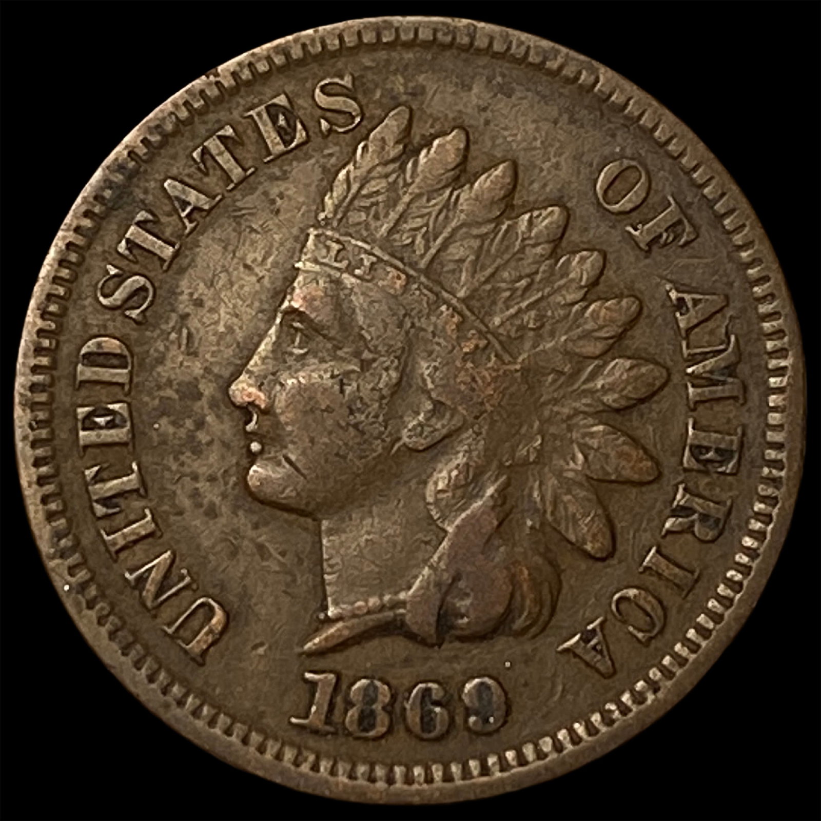 1869 Indian Head Cent ABOUT UNCIRCULATED (1 of 2)