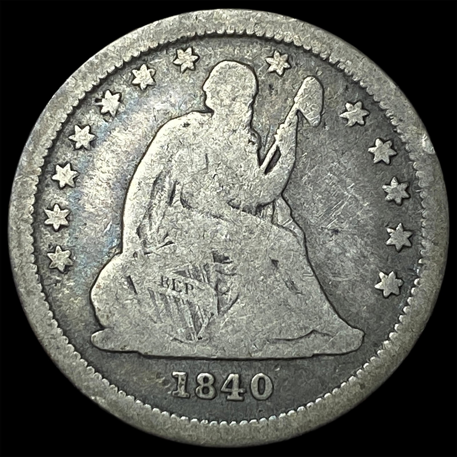 1840-O Silver Seated Liberty Quarter NICELY CIRCULATED (1 of 2)