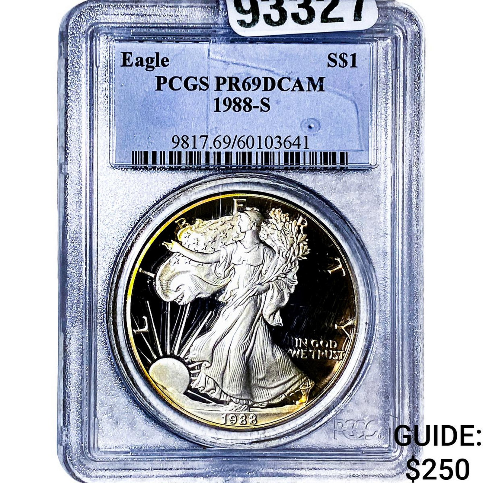 1988-S Silver Eagle PCGS PR69 DCAM: 1988-S Silver Eagle PCGS PR69 DCAM