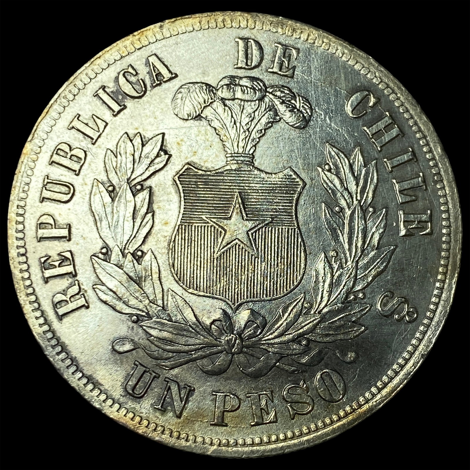 1878 Chile Silver 1 Peso UNCIRCULATED (1 of 2)