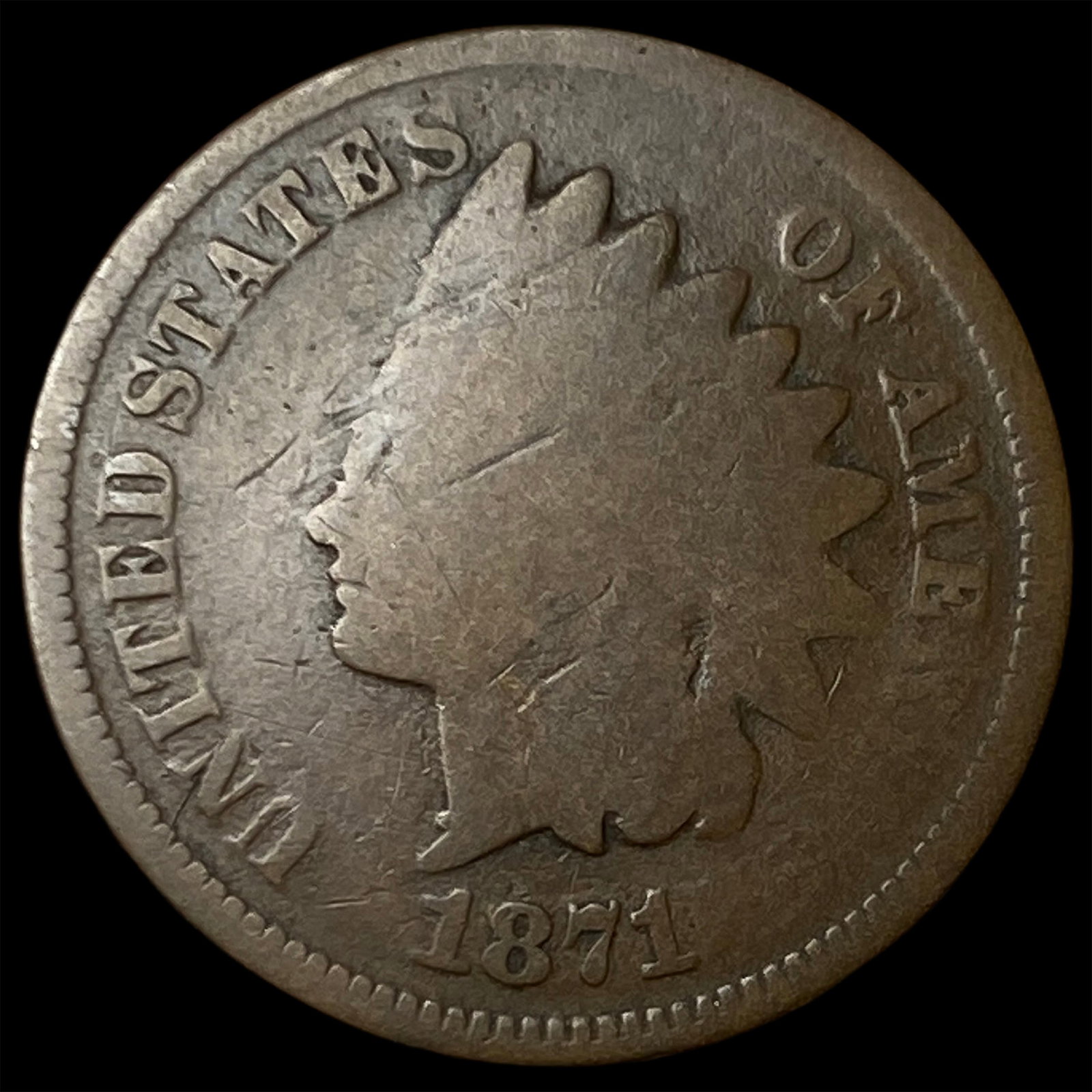 1871 Indian Head Cent NICELY CIRCULATED (1 of 2)