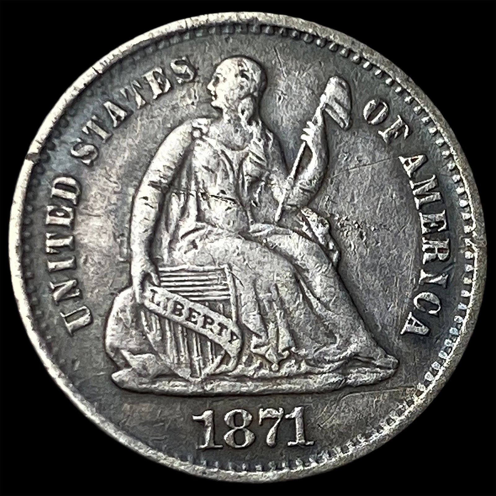 1871-S Silver Half Dime NEARLY UNCIRCULATED: 1871-S Silver Half Dime NEARLY UNCIRCULATED