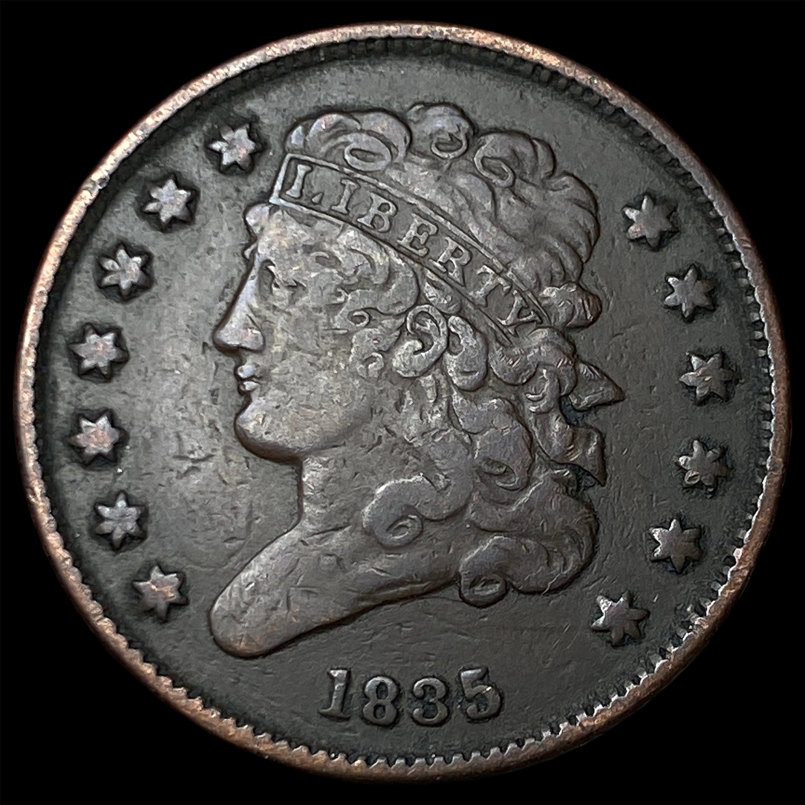 1835 Braided Hair Half Cent NEARLY UNCIRCULATED (1 of 2)