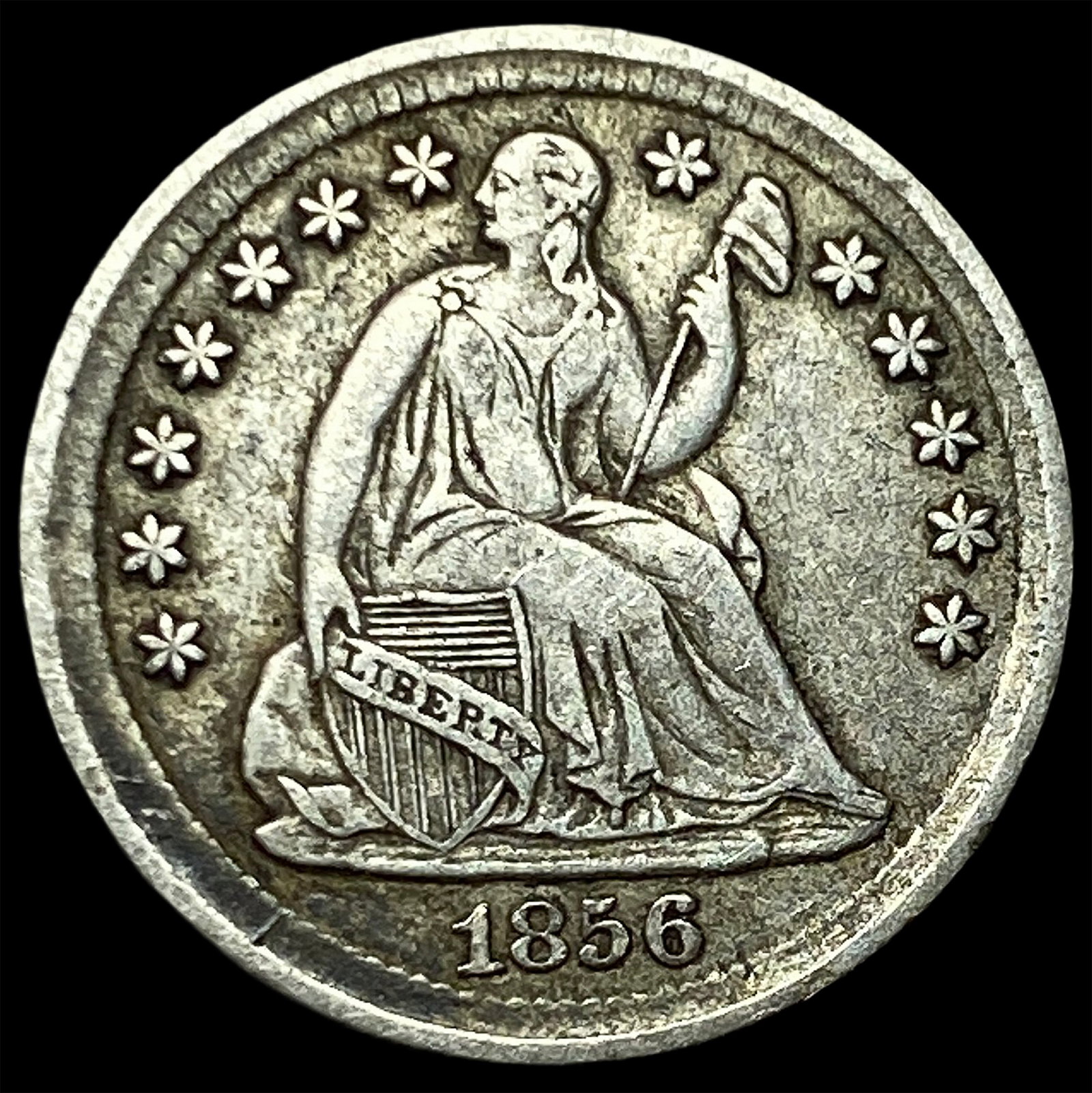 1856 Seated Liberty Half Dime NEARLY UNCIRCULATED: 1856 Seated Liberty Half Dime NEARLY UNCIRCULATED