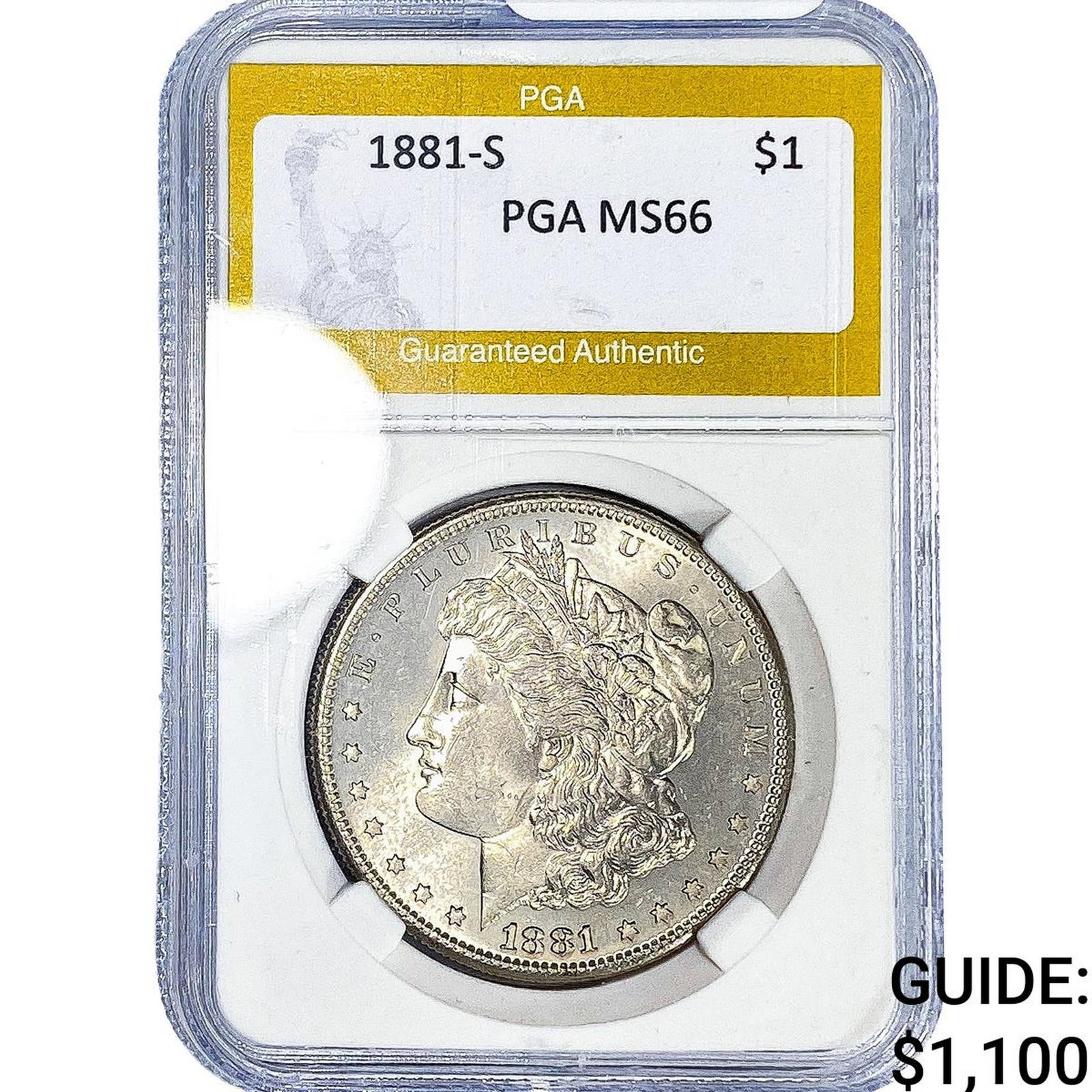 1881-S Morgan Silver Dollar PGA MS66: 1881-S Morgan Silver Dollar PGA MS66