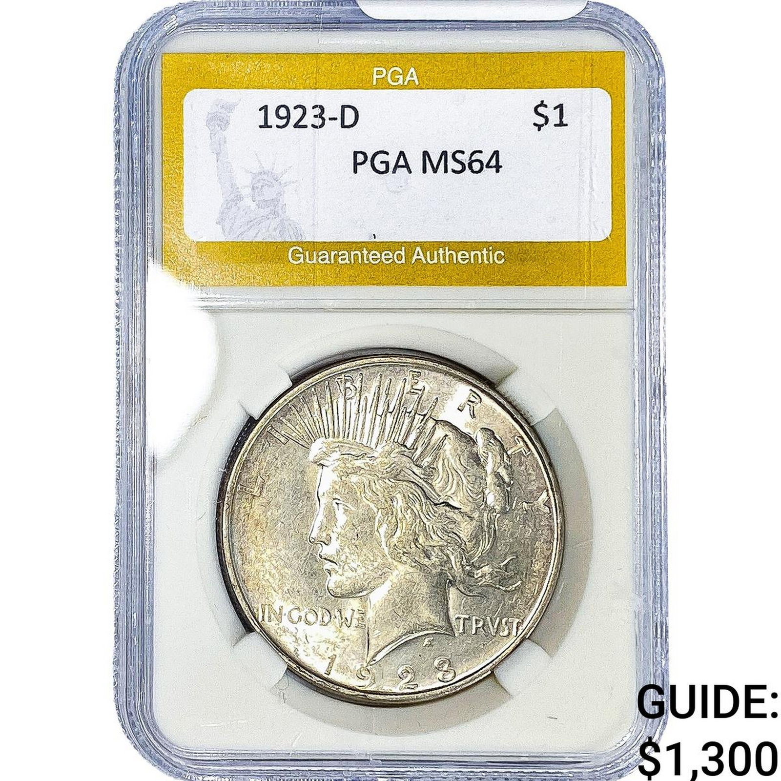 1923-D Silver Peace Dollar PGA MS64: 1923-D Silver Peace Dollar PGA MS64