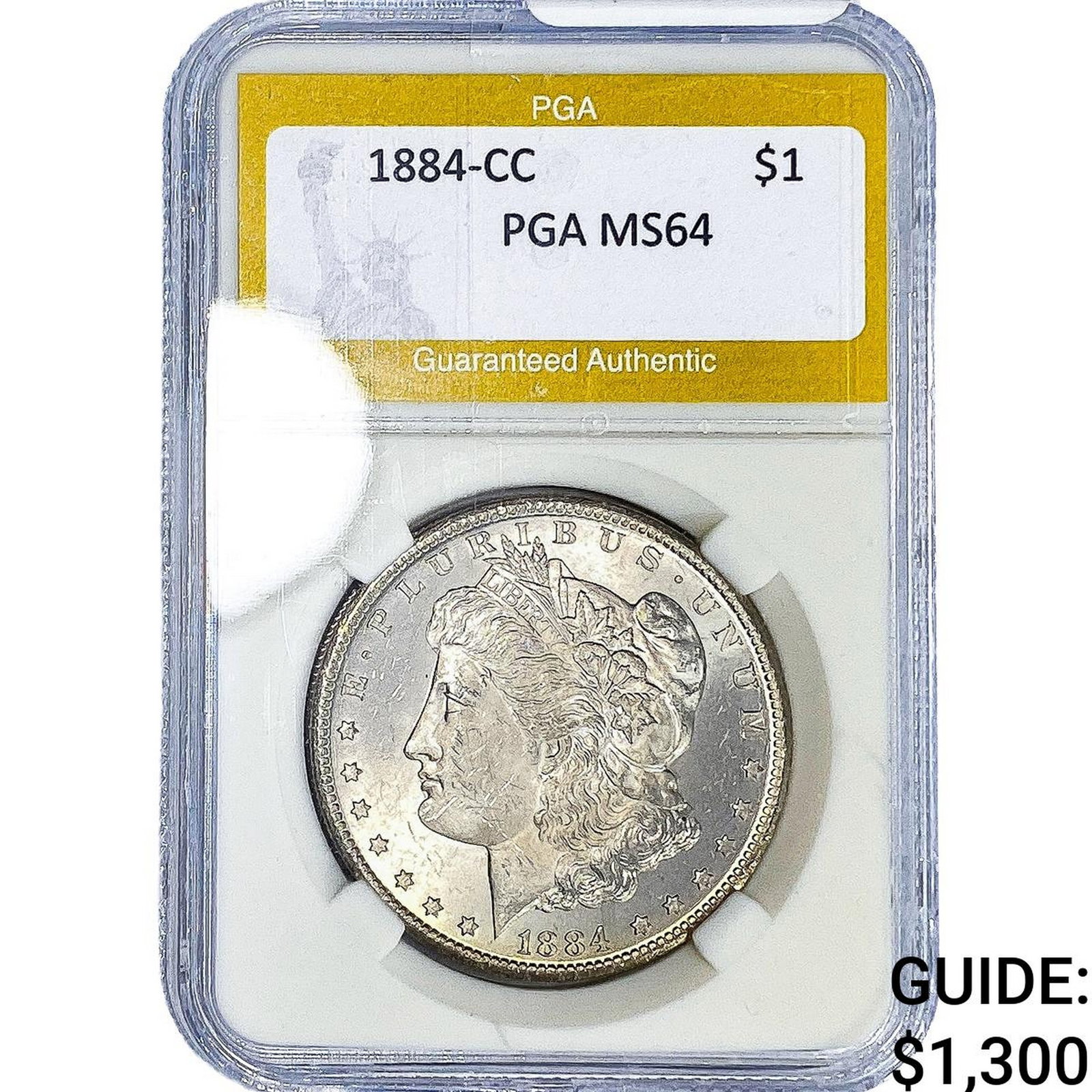 1884-CC Morgan Silver Dollar PGA MS64: 1884-CC Morgan Silver Dollar PGA MS64