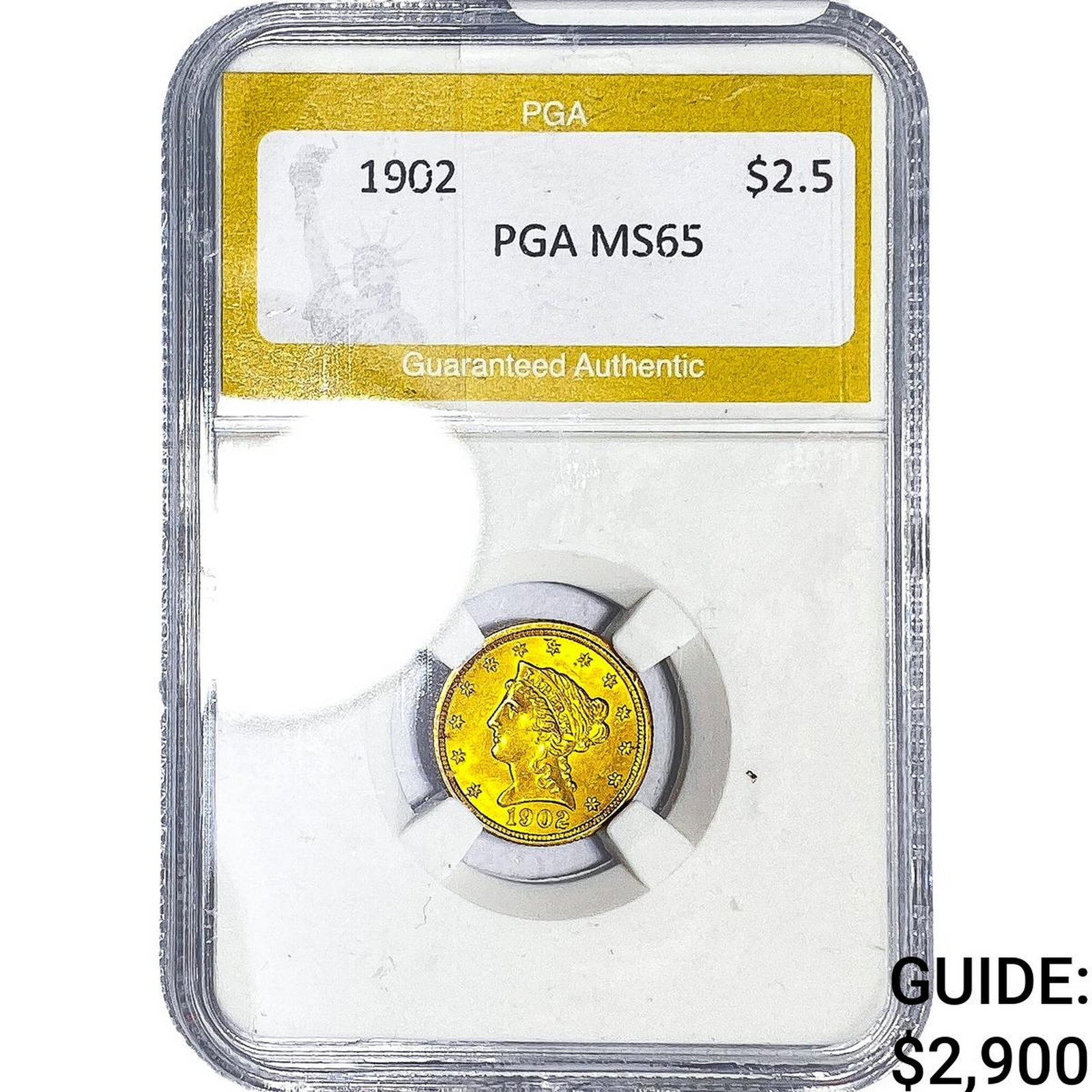 1902 $2.50 Gold Quarter Eagle PGA MS65: 1902 $2.50 Gold Quarter Eagle PGA MS65