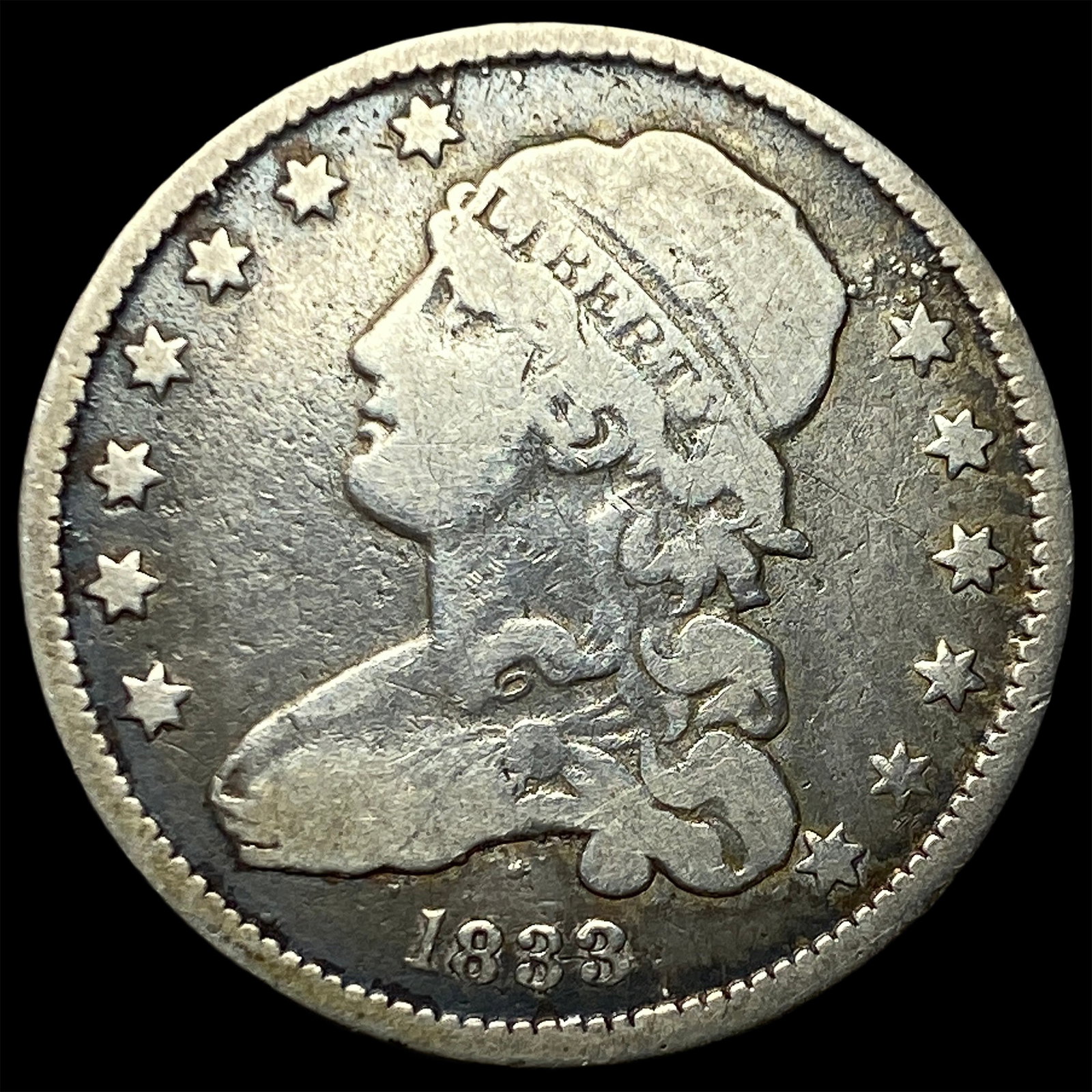 1833 Capped Bust Silver Quarter NICELY CIRCULATED: 1833 Capped Bust Silver Quarter NICELY CIRCULATED