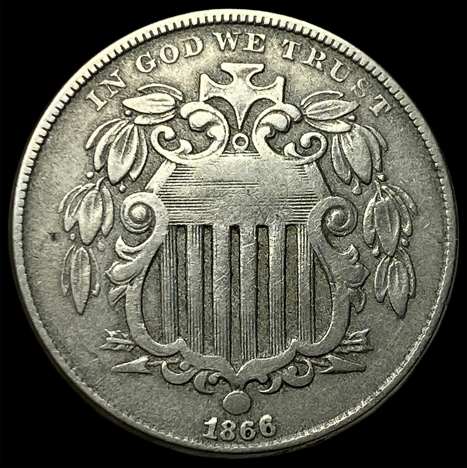 1866 Shield Nickel CLOSELY UNCIRCULATED (1 of 2)